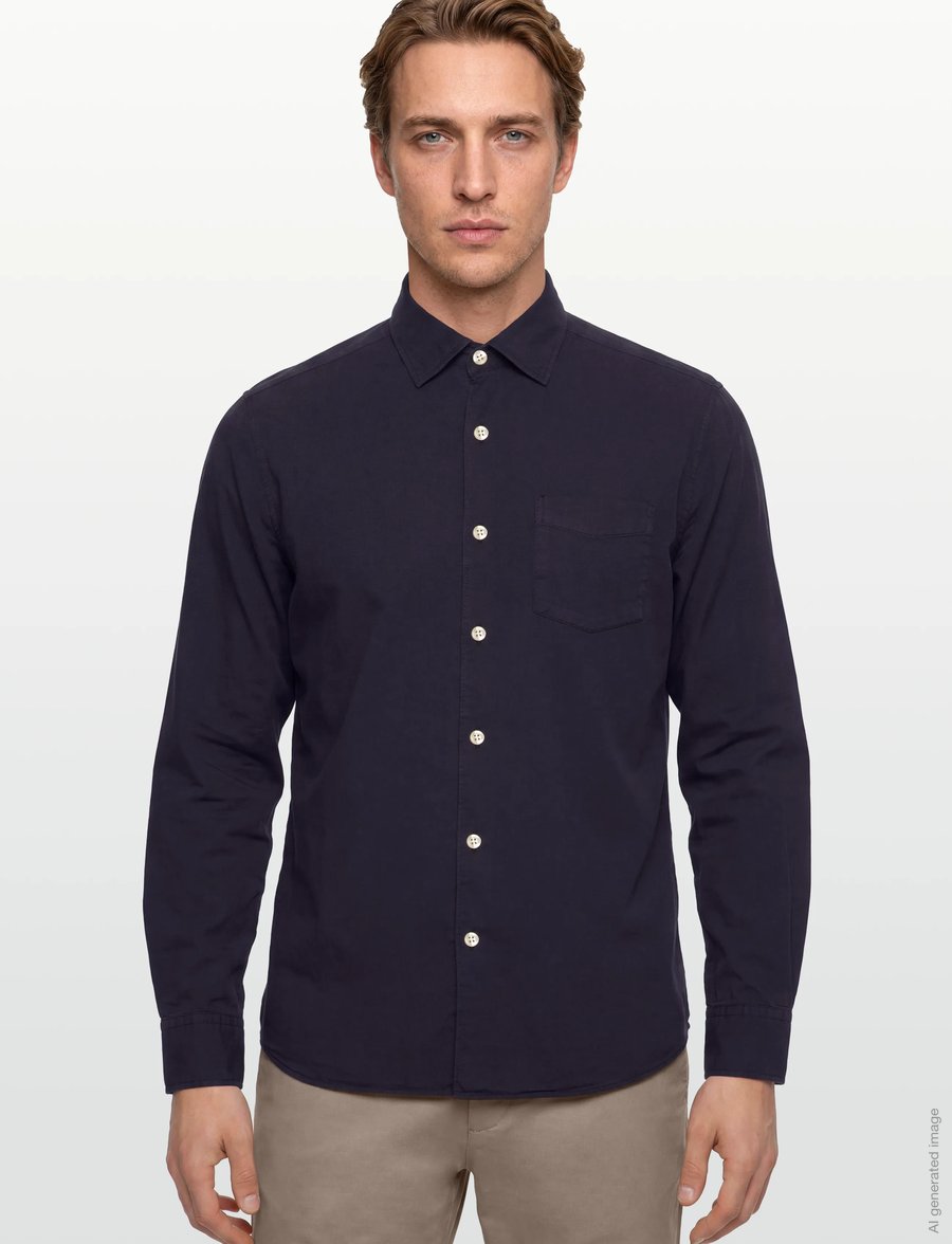 Oscar Jacobson - Reg Fit Wide Spread C GD Twill - basic-hemden - night blue - 3