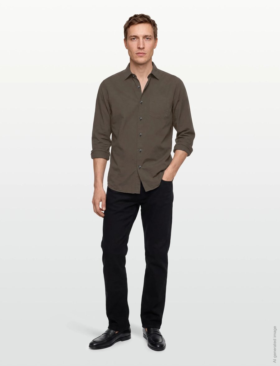 Oscar Jacobson - Reg Fit Wide Spread C GD Twill - basic overhemden - tree green - 0