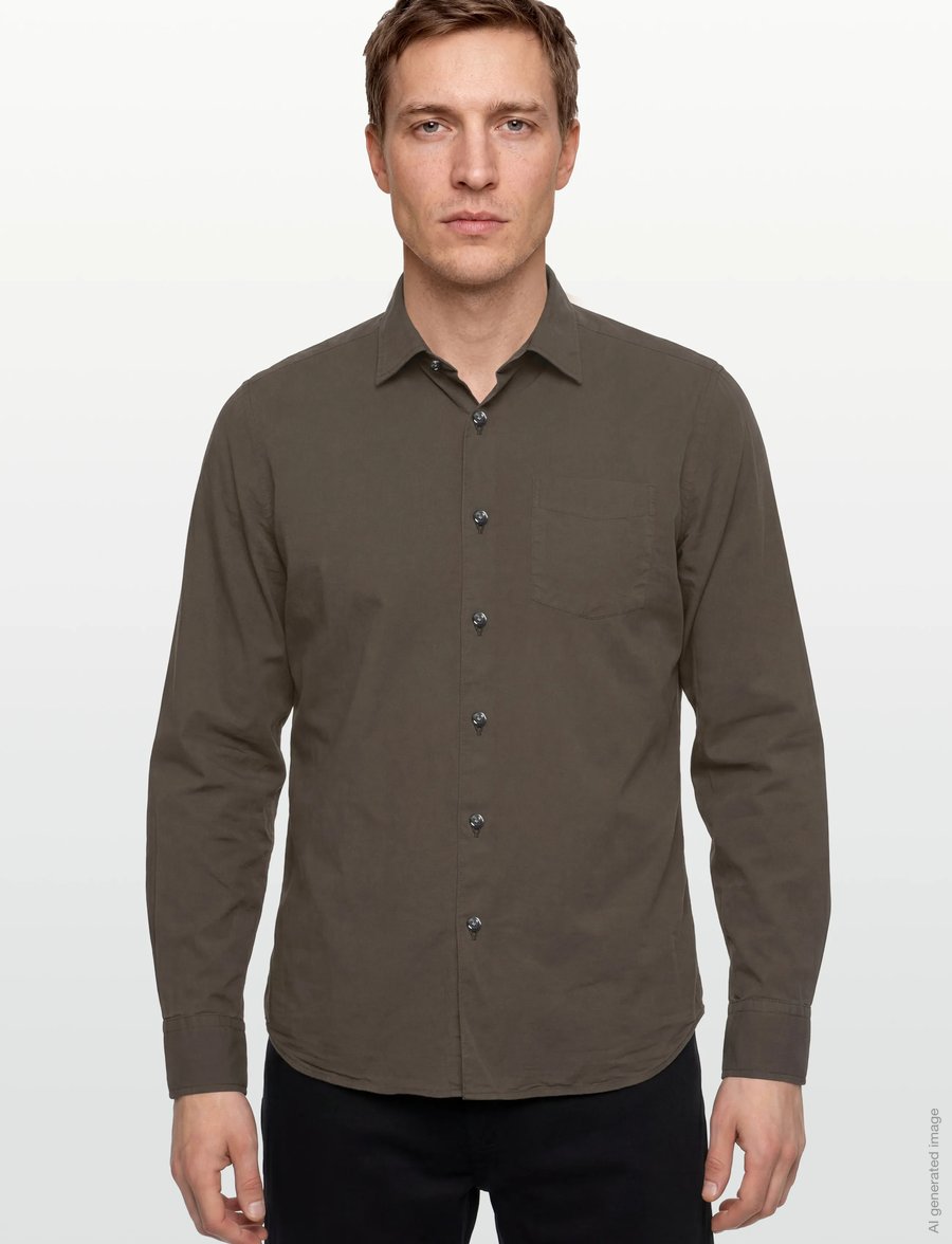Oscar Jacobson - Reg Fit Wide Spread C GD Twill - basic overhemden - tree green - 3