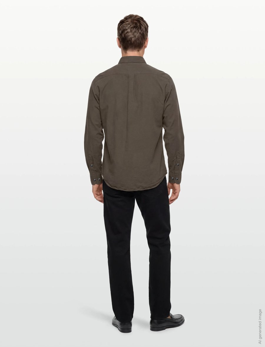 Oscar Jacobson - Reg Fit Wide Spread C GD Twill - basic overhemden - tree green - 4