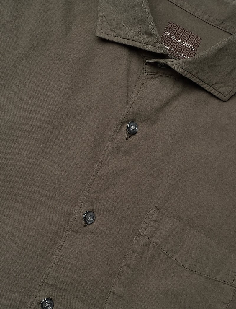 Oscar Jacobson - Reg Fit Wide Spread C GD Twill - basic skjortor - tree green - 3