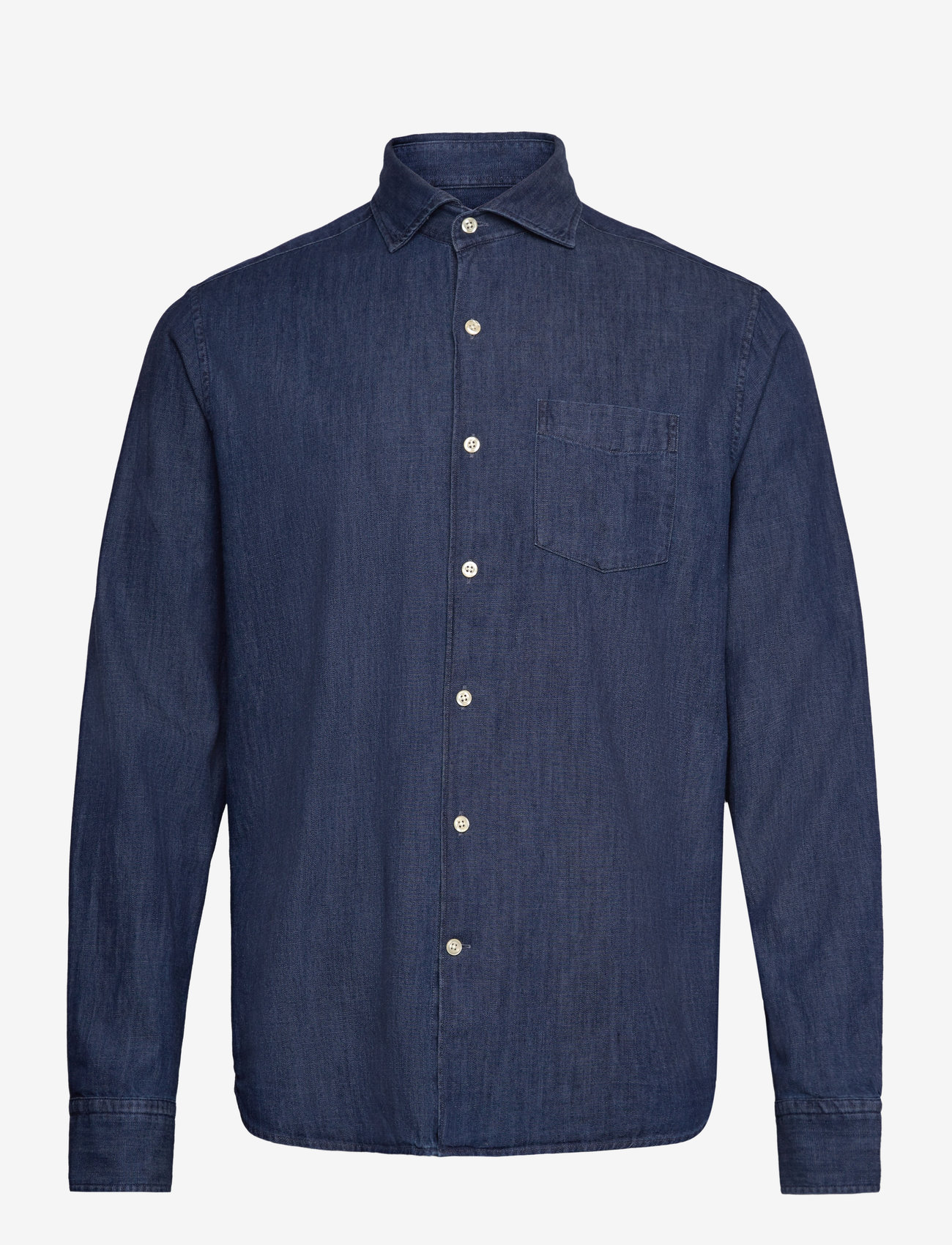 Oscar Jacobson - Reg Fit Wide Spread C Dark Indigo - basic skjortor - midnight blue - 0