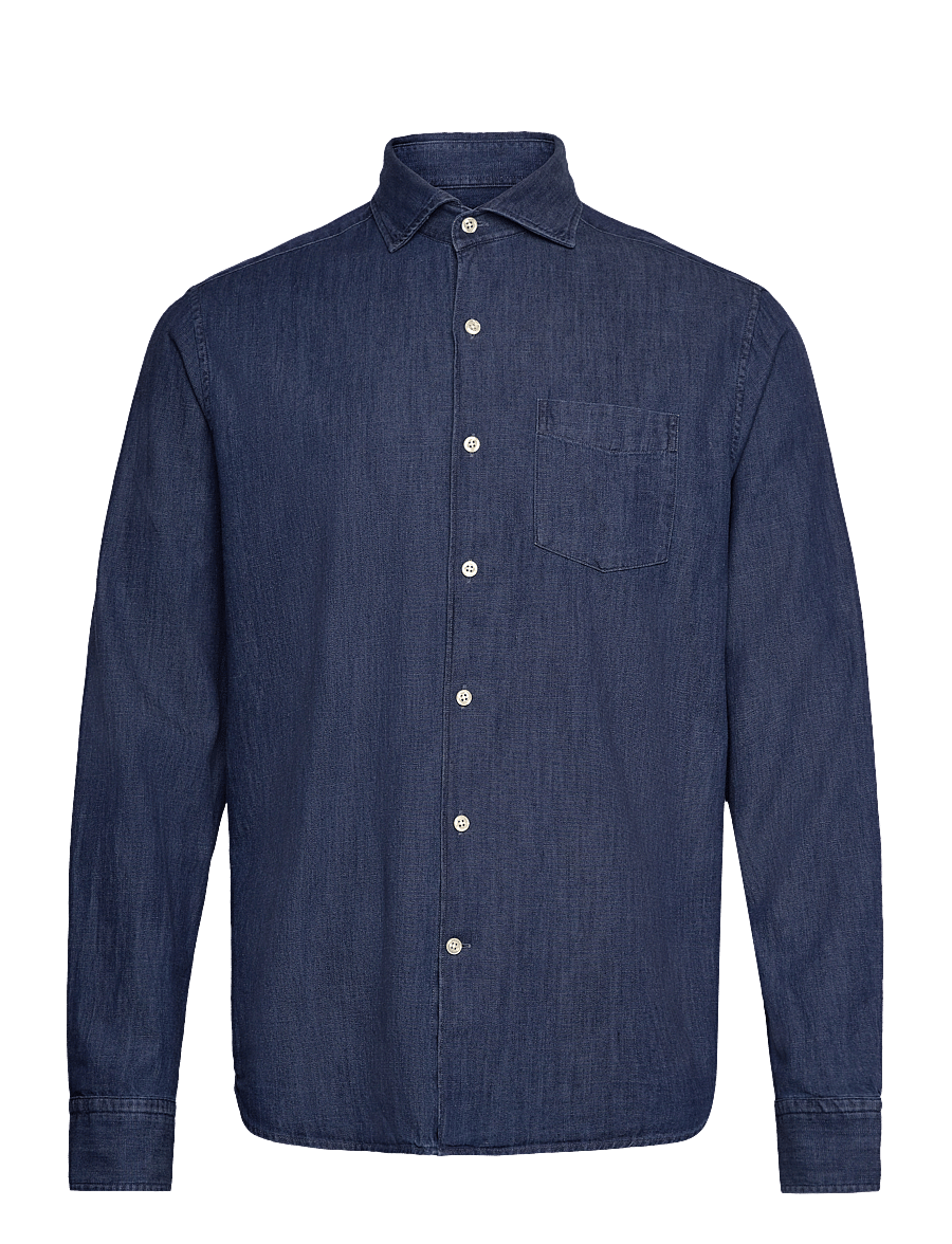Oscar Jacobson - Reg Fit Wide Spread C Dark Indigo - bolir - midnight blue - 0
