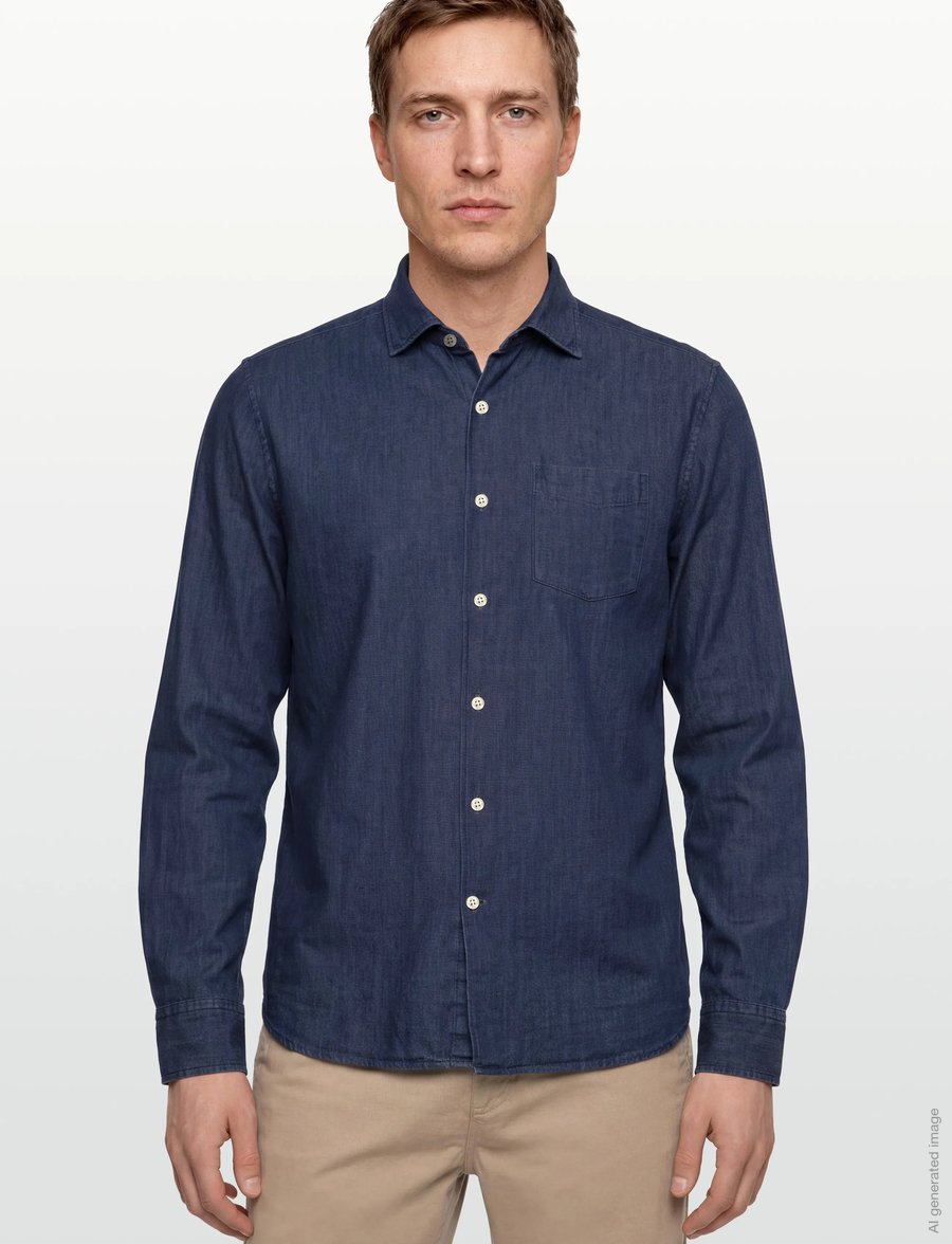 Oscar Jacobson - Reg Fit Wide Spread C Dark Indigo - podstawowe koszulki - midnight blue - 3