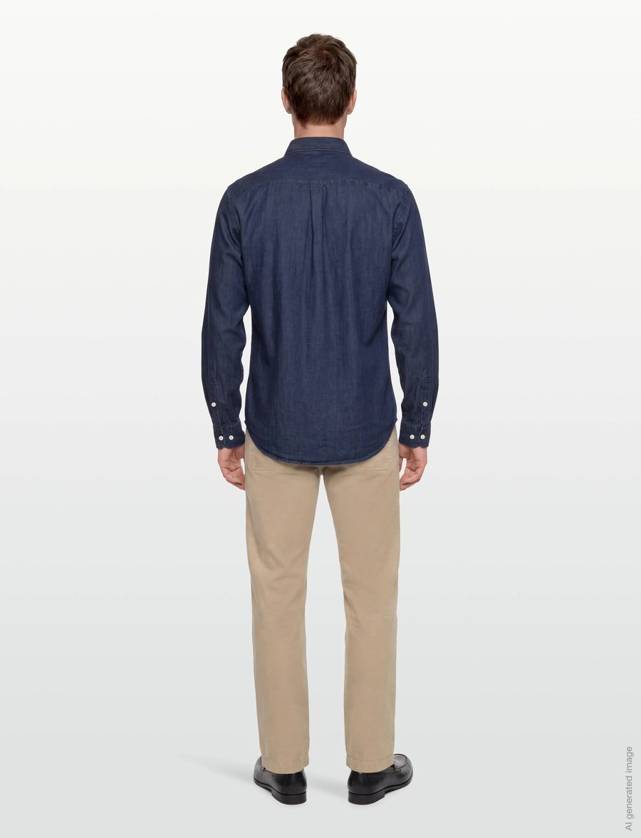 Oscar Jacobson - Reg Fit Wide Spread C Dark Indigo - podstawowe koszulki - midnight blue - 4
