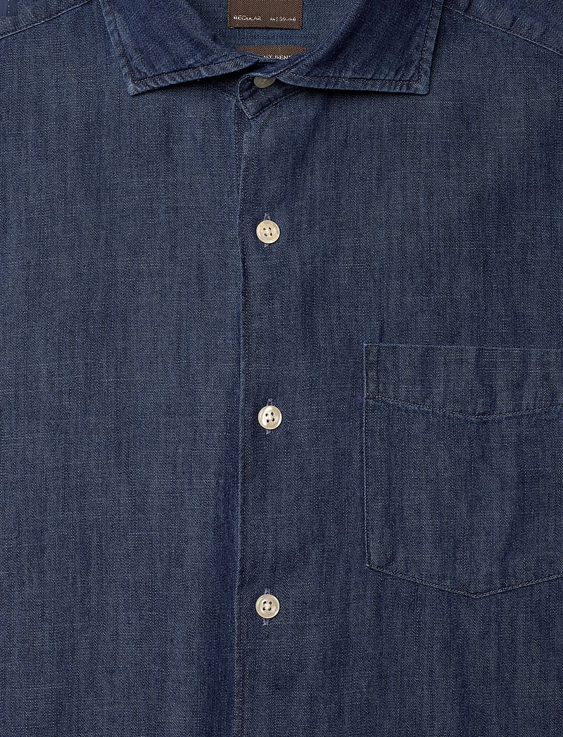 Oscar Jacobson - Reg Fit Wide Spread C Dark Indigo - basic-hemden - midnight blue - 2