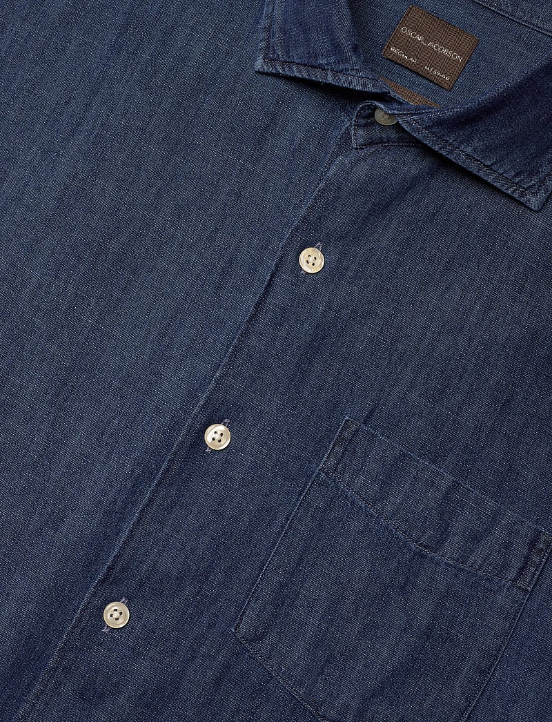 Oscar Jacobson - Reg Fit Wide Spread C Dark Indigo - basic-hemden - midnight blue - 3