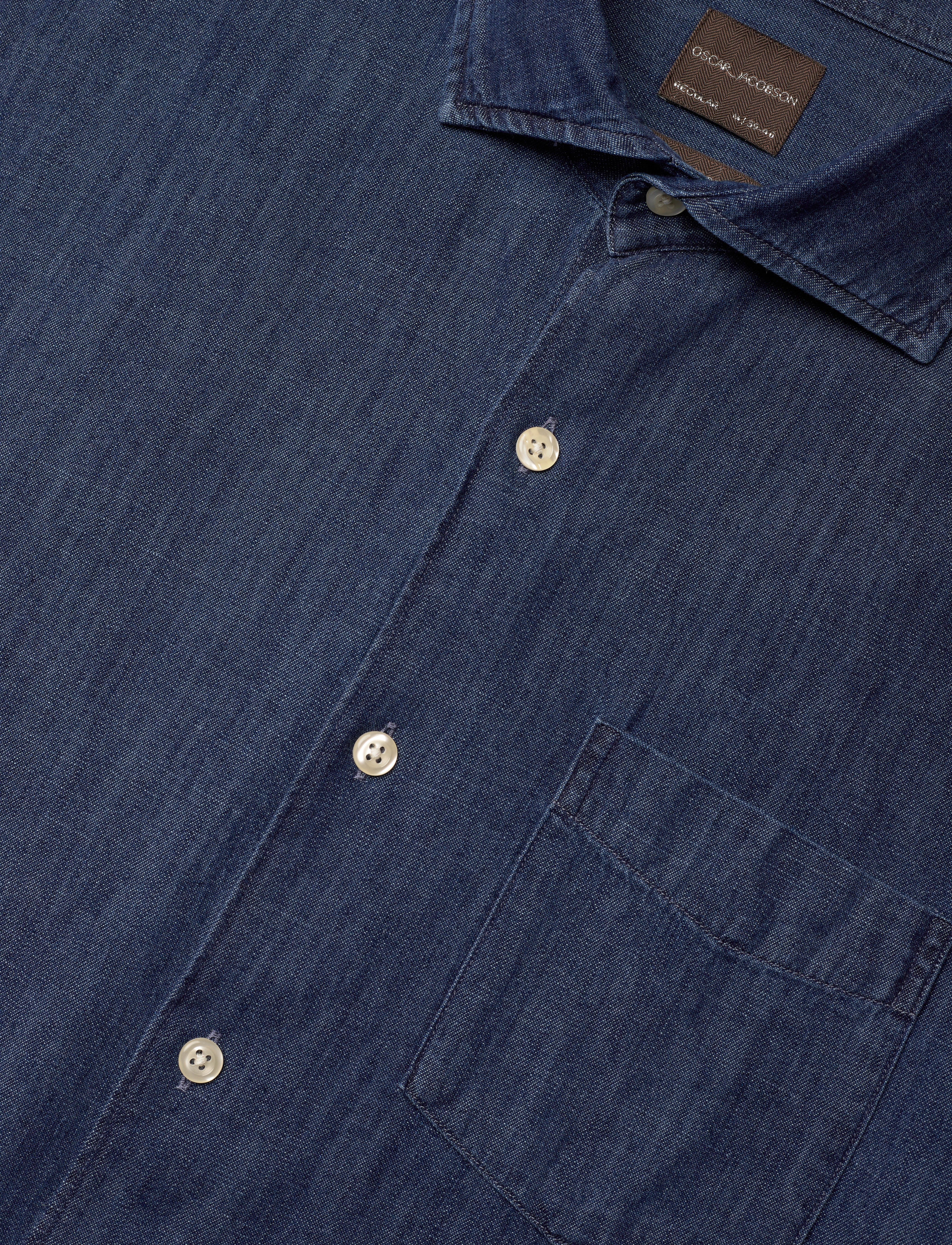 Oscar Jacobson - Reg Fit Wide Spread C Dark Indigo - bolir - midnight blue - 3