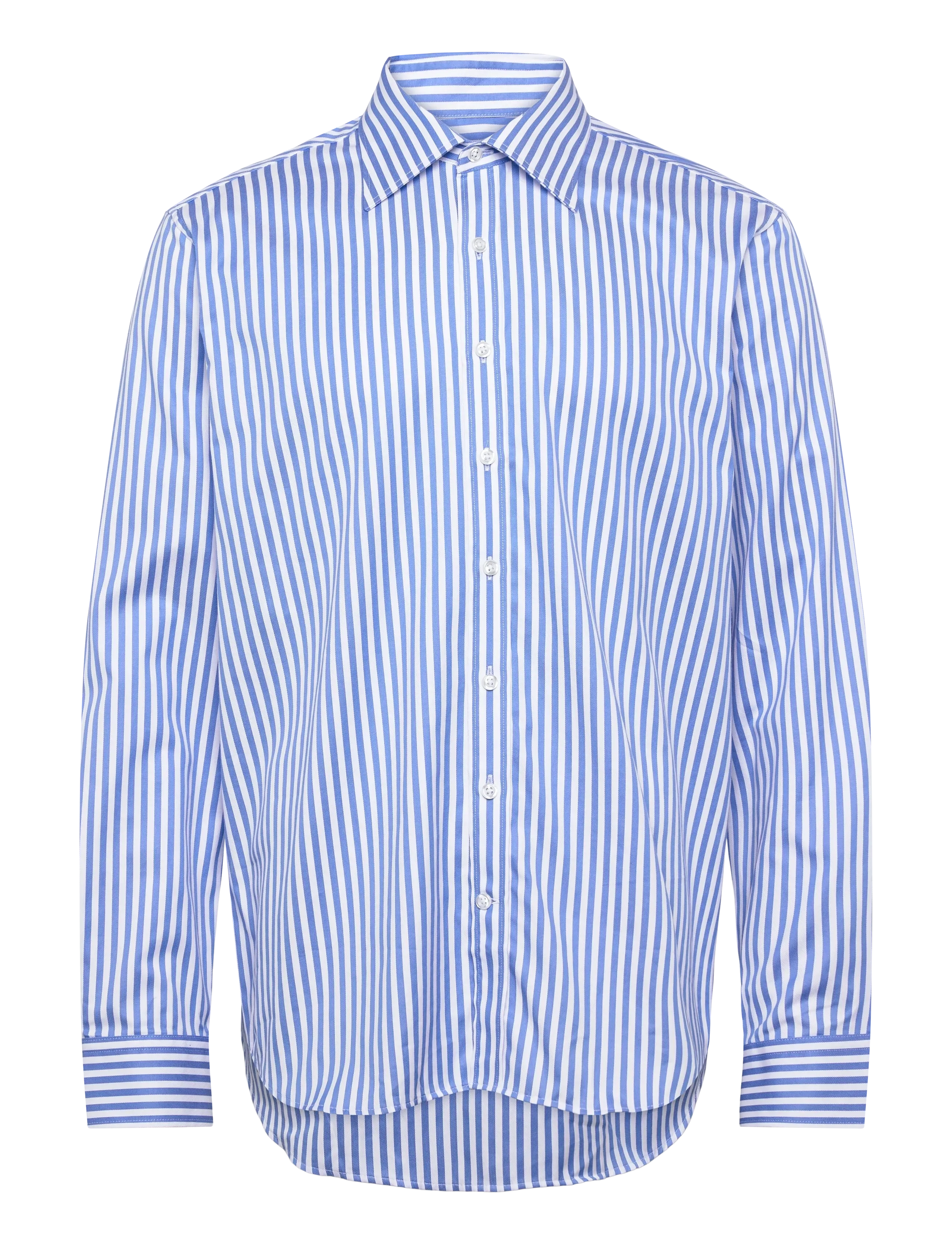 Oscar Jacobson Reg Fit Turn Down Twill Stripe, 40, Shirts, Blau - Striped Männerswear