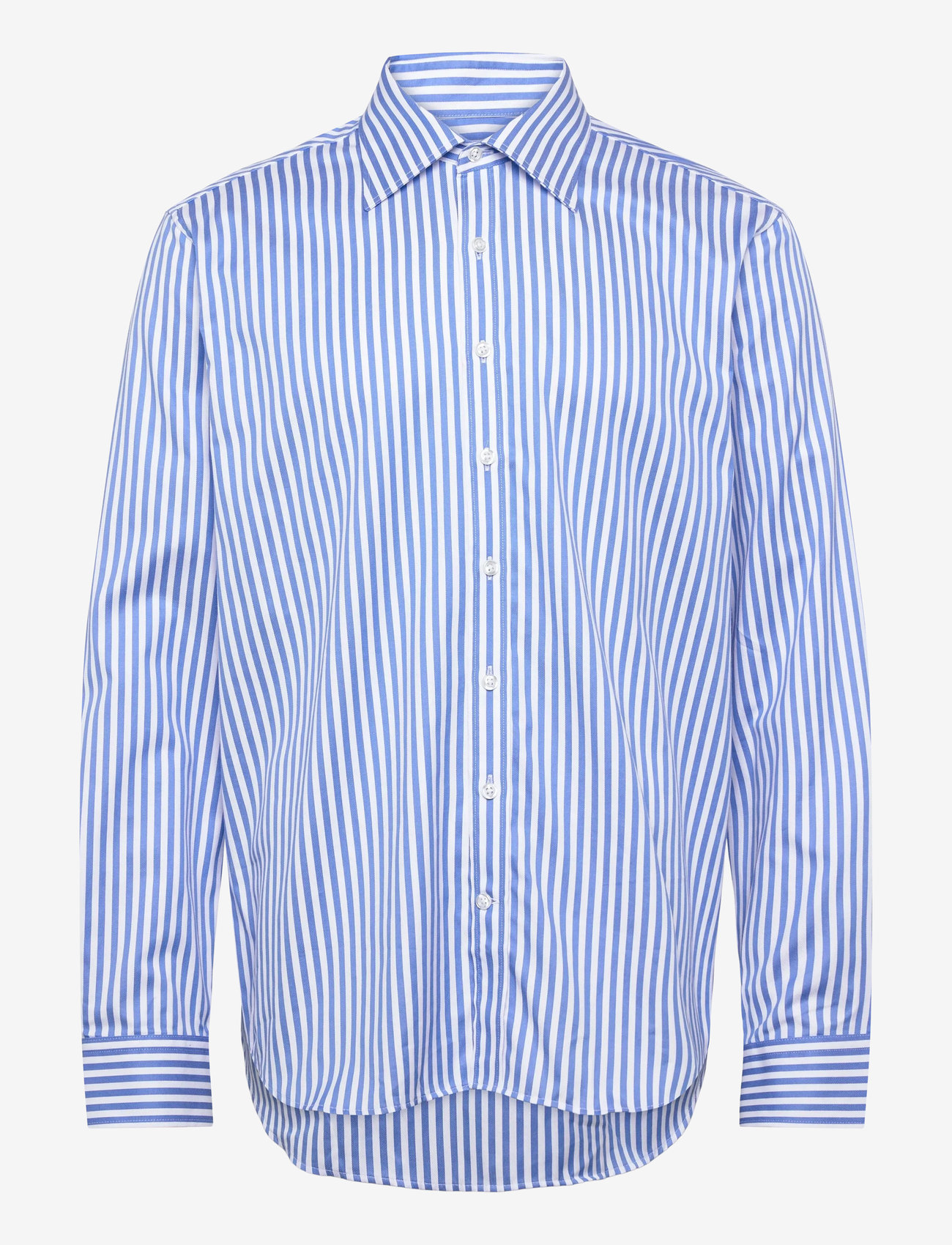 Oscar Jacobson - Reg Fit Turn Down Twill Stripe - peruskauluspaidat - caribbean blue - 0