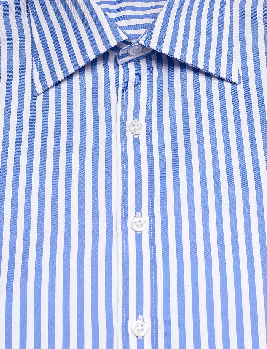 Oscar Jacobson - Reg Fit Turn Down Twill Stripe - raidalliset kauluspaidat - caribbean blue - 2