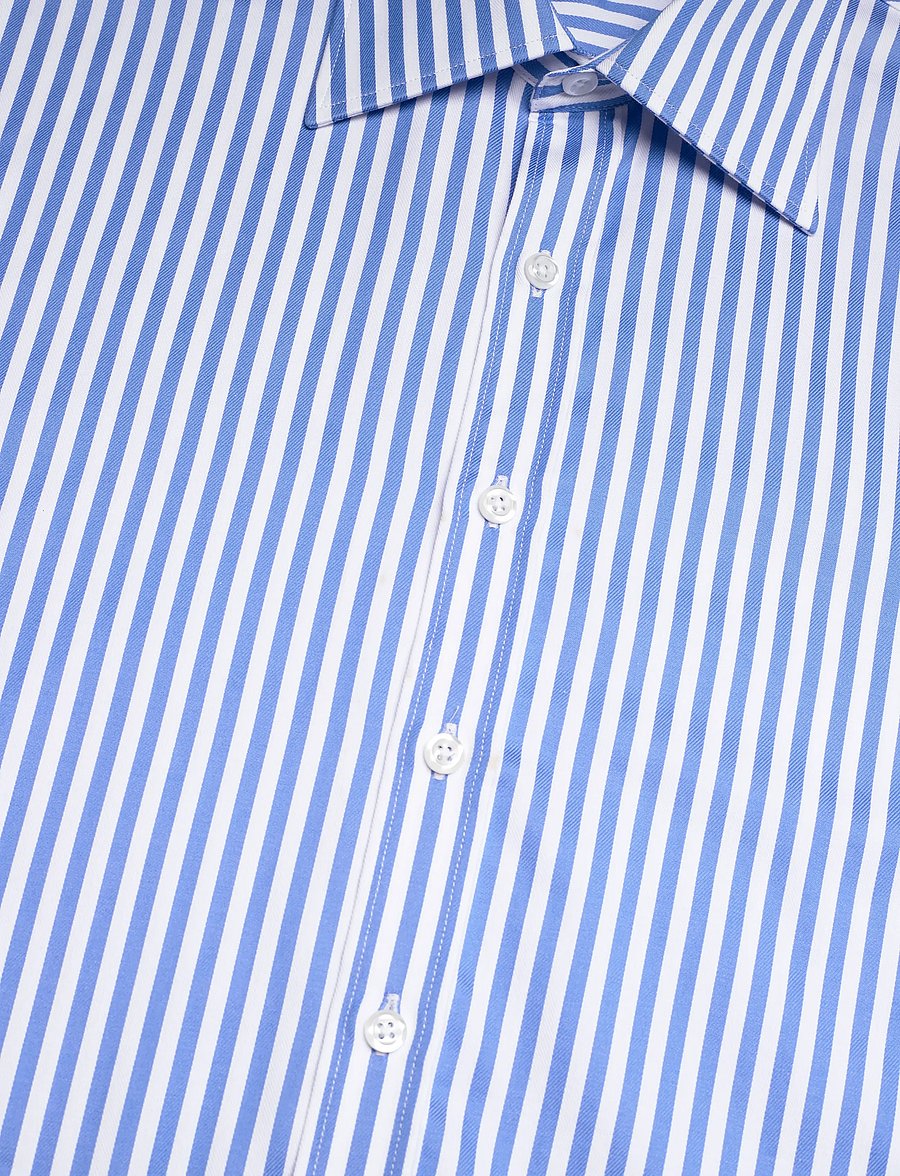 Oscar Jacobson - Reg Fit Turn Down Twill Stripe - raidalliset kauluspaidat - caribbean blue - 3