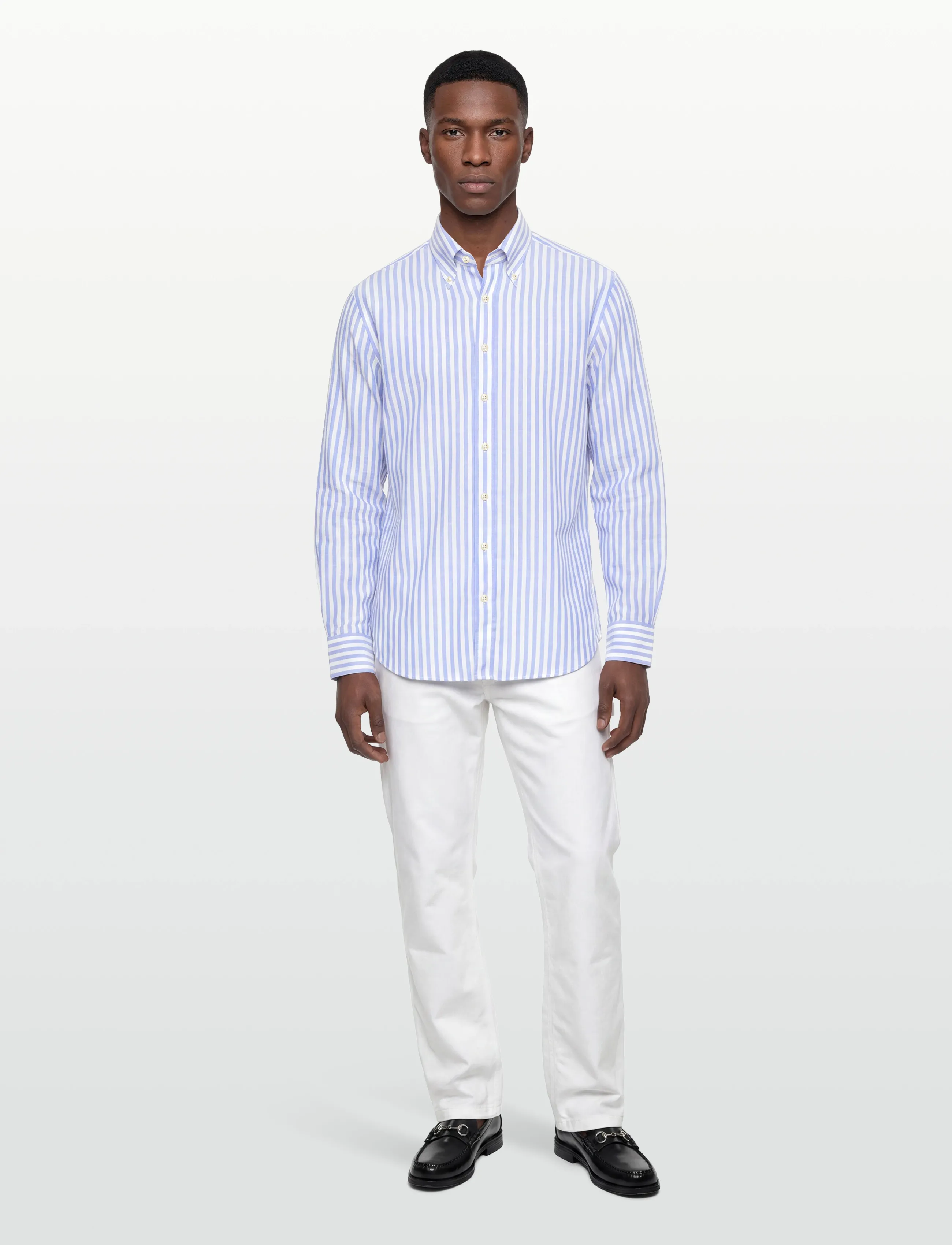 Oscar Jacobson Reg Fit Bd Wide Stripe Shirt, Mænd, Regular Fit Stribet Button-Down Skjorte, Blå, Str: 41