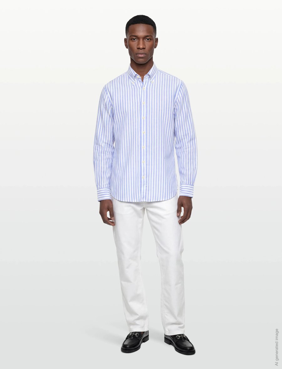 Oscar Jacobson - Reg Fit BD Wide Stripe Shirt - basic skjorter - caribbean blue - 0