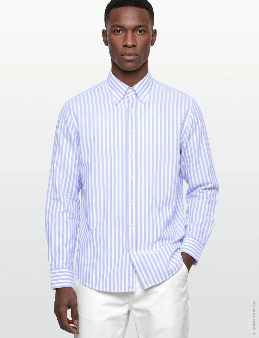 Oscar Jacobson - Reg Fit BD Wide Stripe Shirt - basic skjorter - caribbean blue - 3