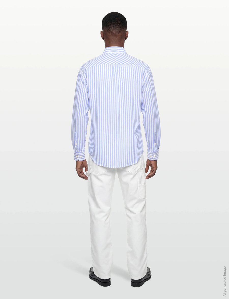 Oscar Jacobson - Reg Fit BD Wide Stripe Shirt - basic skjorter - caribbean blue - 4