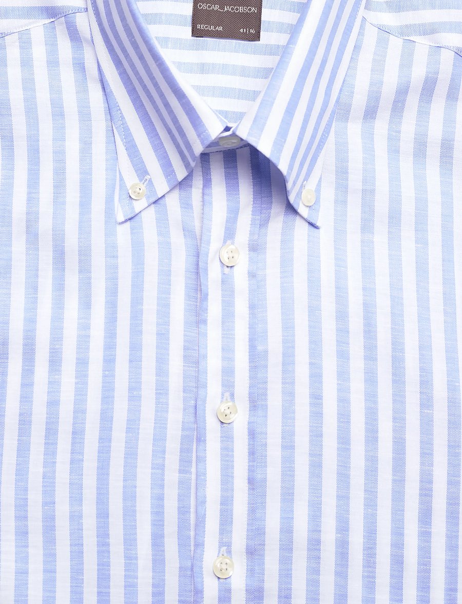 Oscar Jacobson - Reg Fit BD Wide Stripe Shirt - basic skjorter - caribbean blue - 5