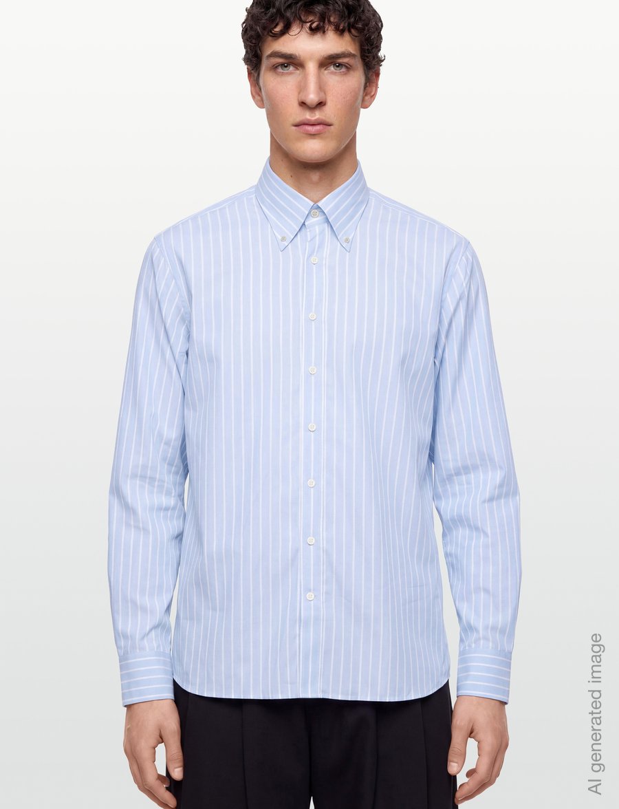 Oscar Jacobson - Reg Fit BD Royal Stripe Shirt - randiga skjortor - oxford blue - 3