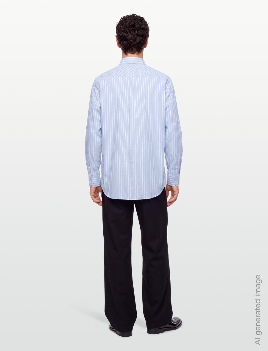 Oscar Jacobson - Reg Fit BD Royal Stripe Shirt - randiga skjortor - oxford blue - 4