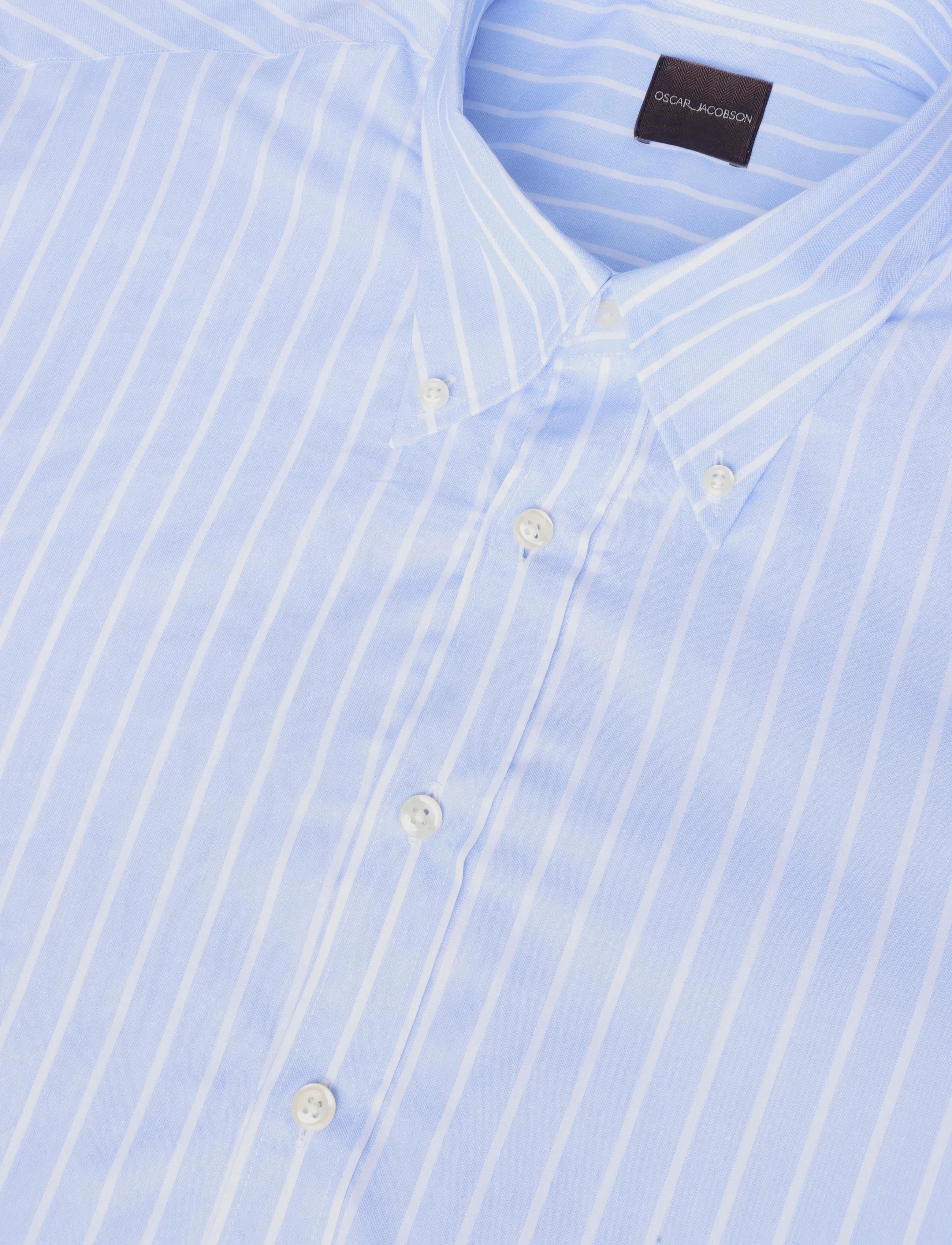 Oscar Jacobson - Reg Fit BD Royal Stripe Shirt - randiga skjortor - oxford blue - 5