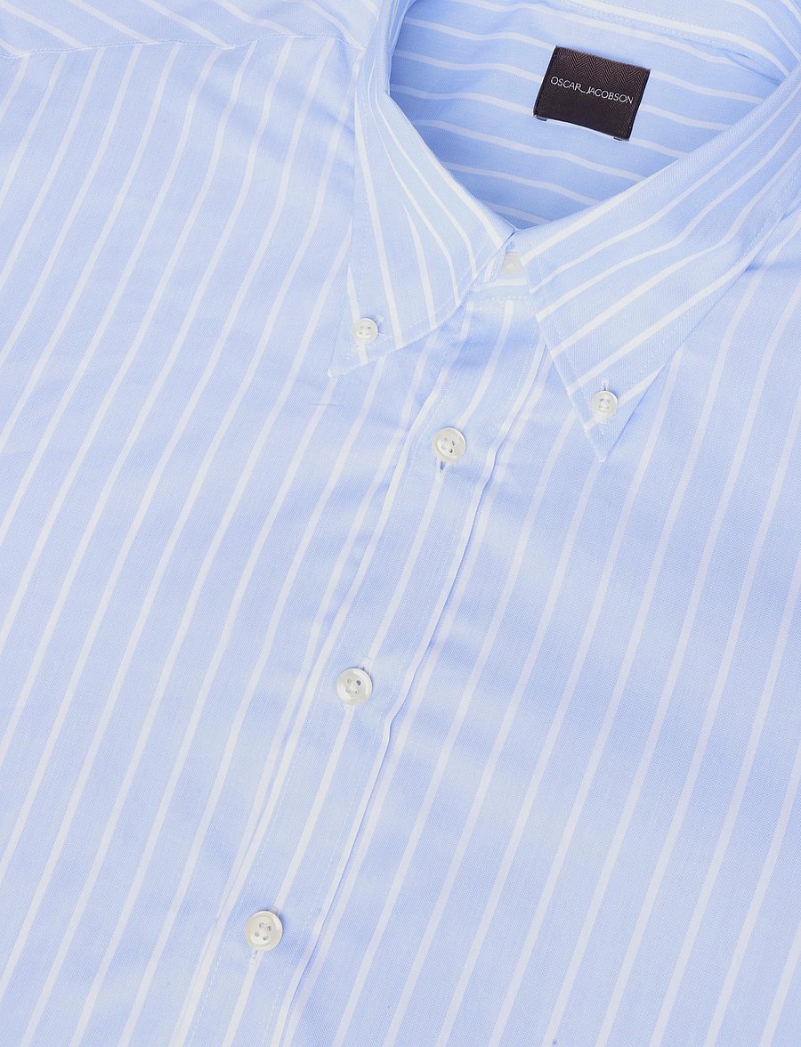 Oscar Jacobson - Reg Fit BD Royal Stripe Shirt - randiga skjortor - oxford blue - 5