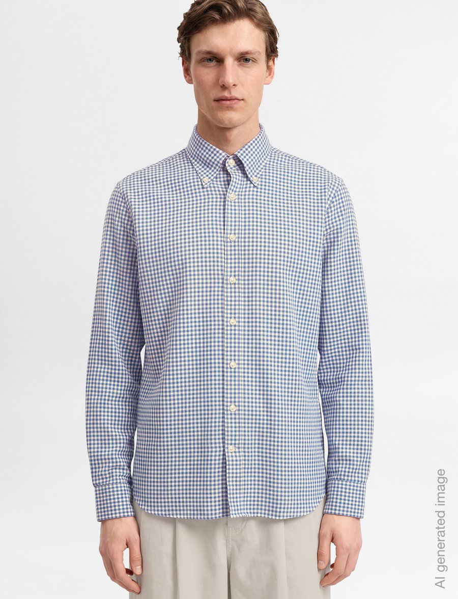 Oscar Jacobson - Reg Fit BD Checked Shirt - flannel shirts - country blue - 3