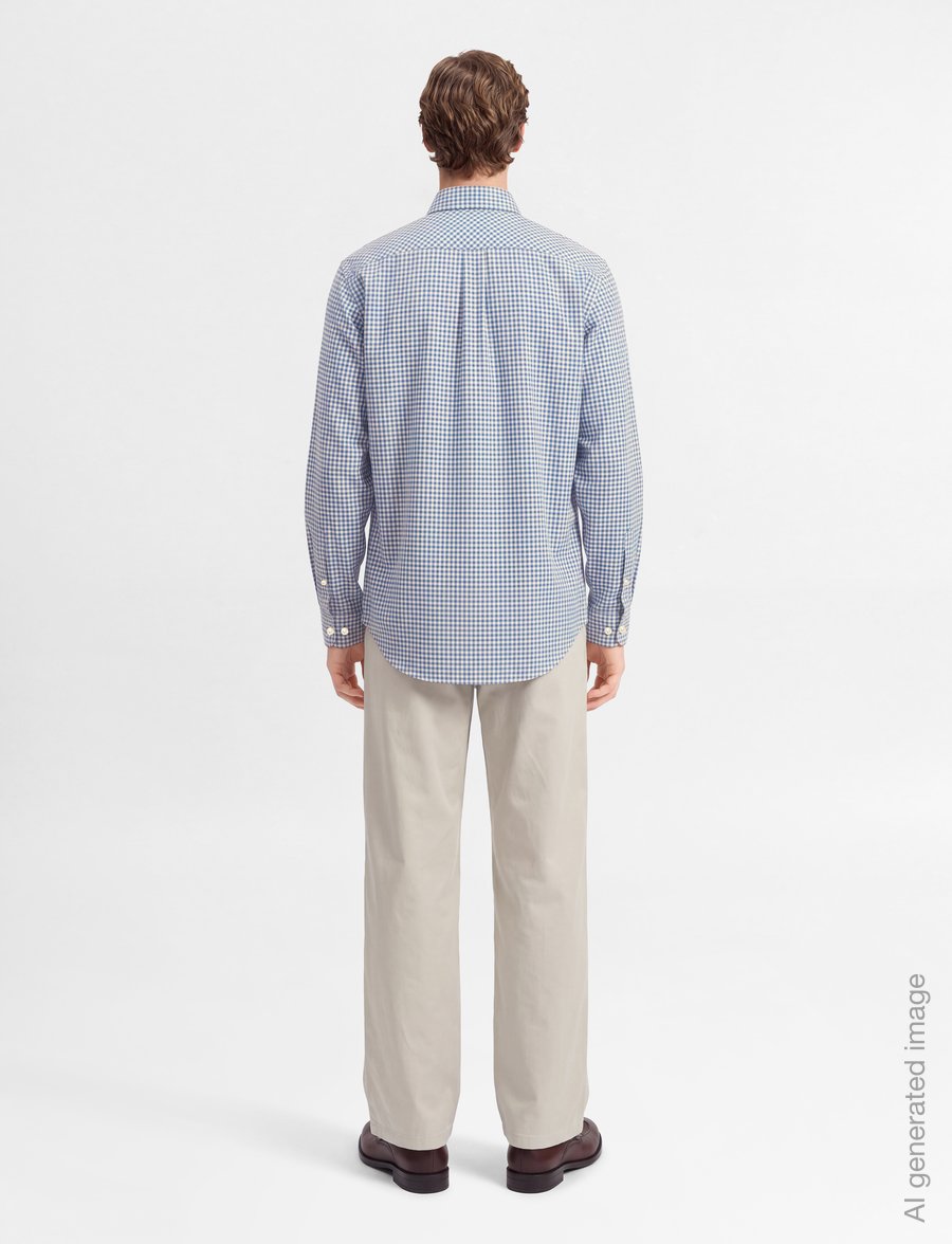 Oscar Jacobson - Reg Fit BD Checked Shirt - flannel shirts - country blue - 4