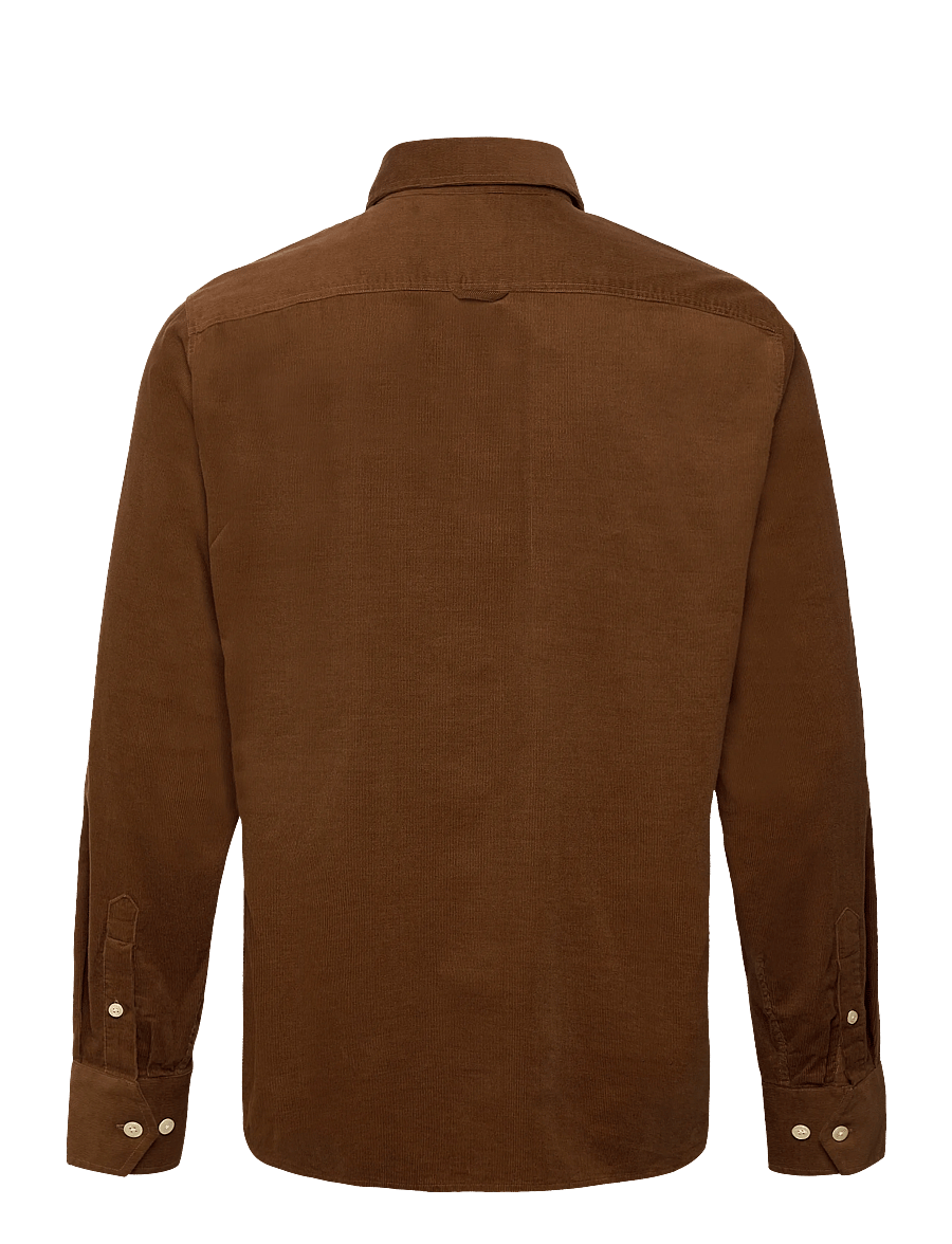 Oscar Jacobson - Straight Fit Spread Baby Cord - cordhemden - brown leaf - 1