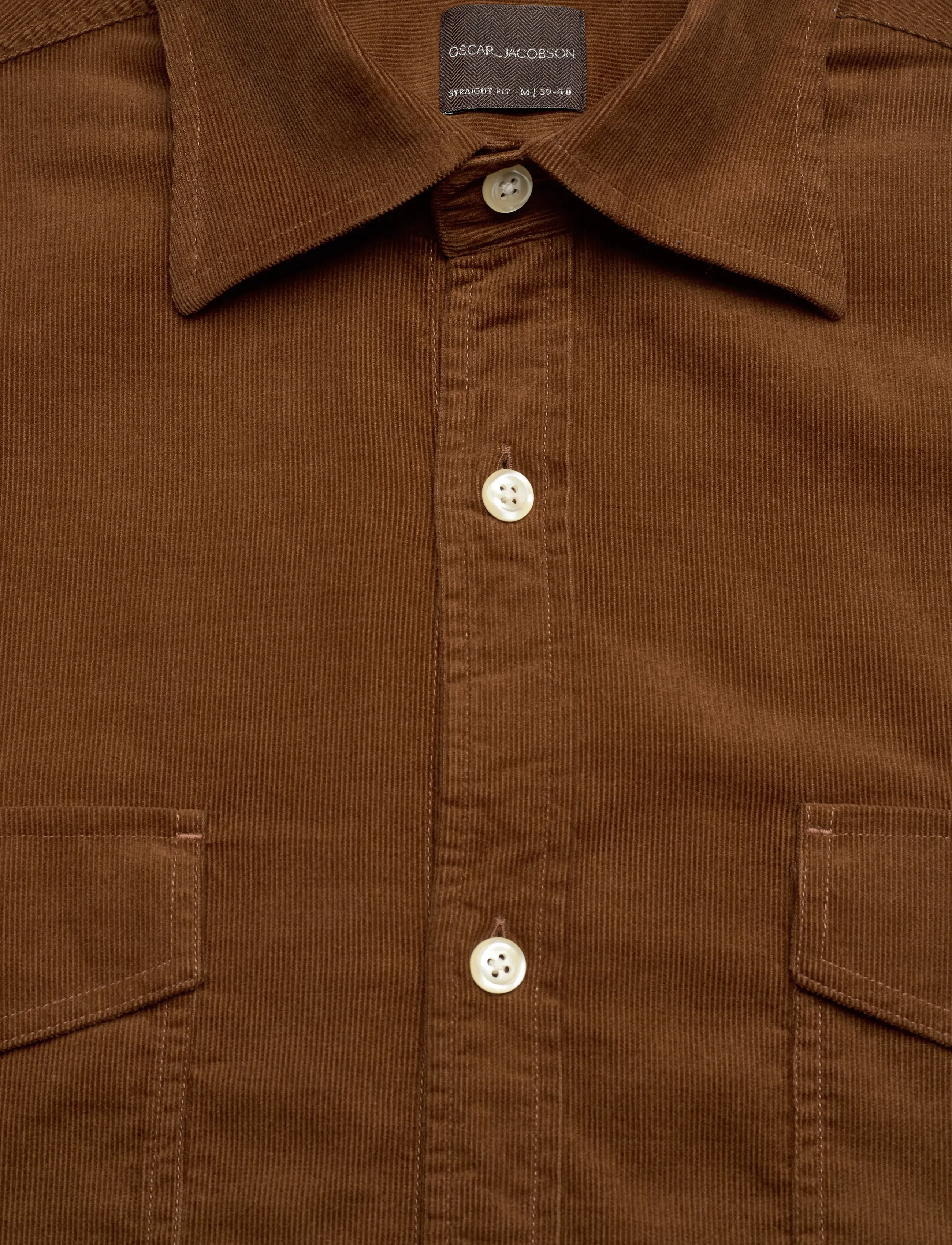 Oscar Jacobson - Straight Fit Spread Baby Cord - cordhemden - brown leaf - 2