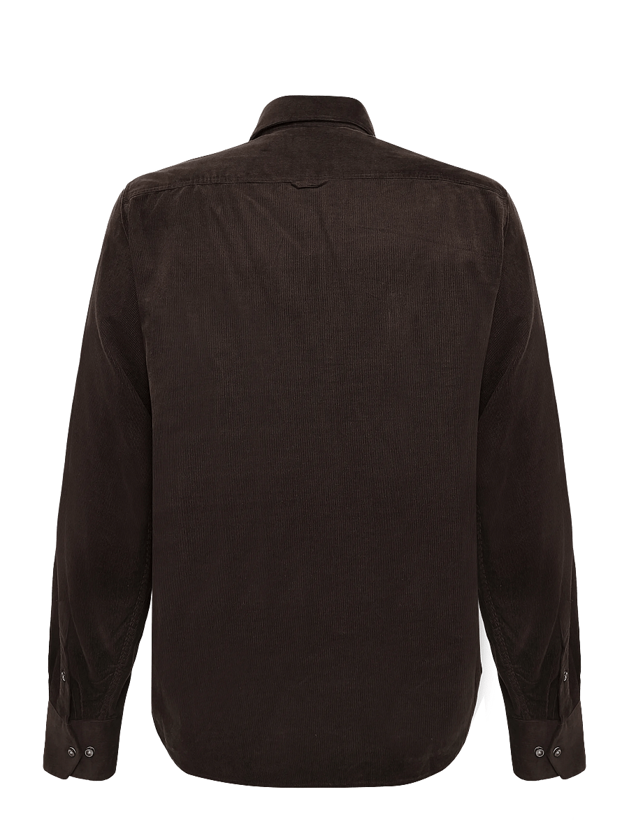 Oscar Jacobson - Straight Fit Spread Baby Cord - cordhemden - dark mud brown - 1