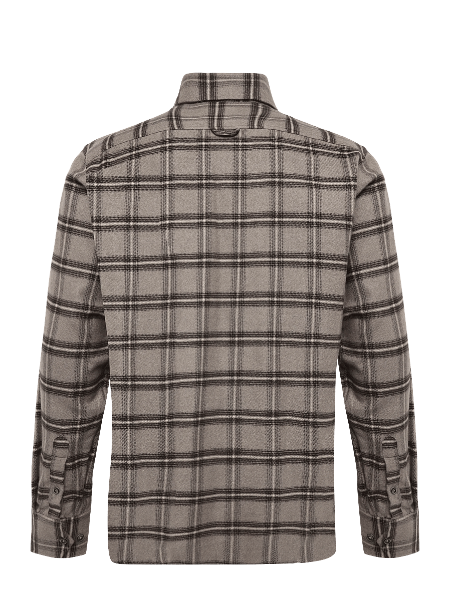 Oscar Jacobson - Straight Fit Spread Flannel Check - flannel-skjorter - nubuck beige - 1