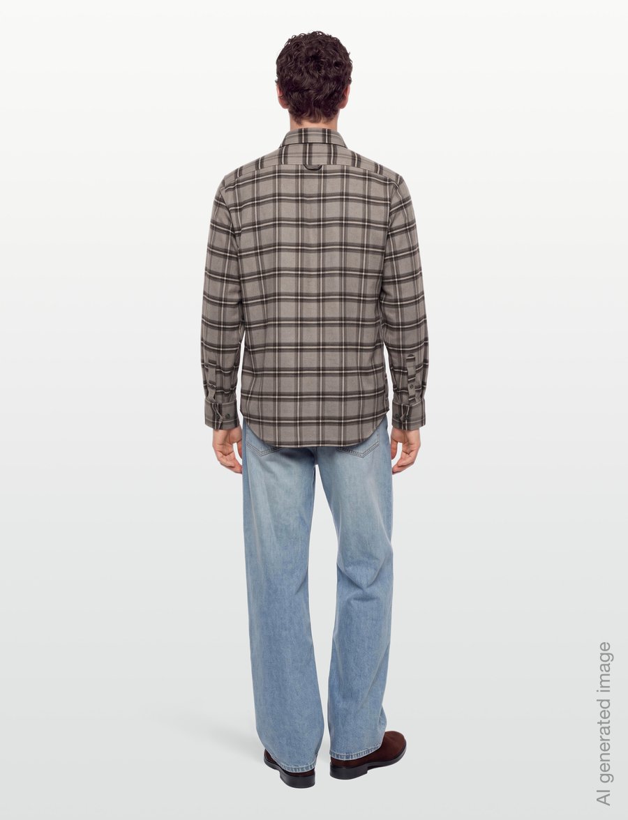 Oscar Jacobson - Straight Fit Spread Flannel Check - flanell-hemden - nubuck beige - 4