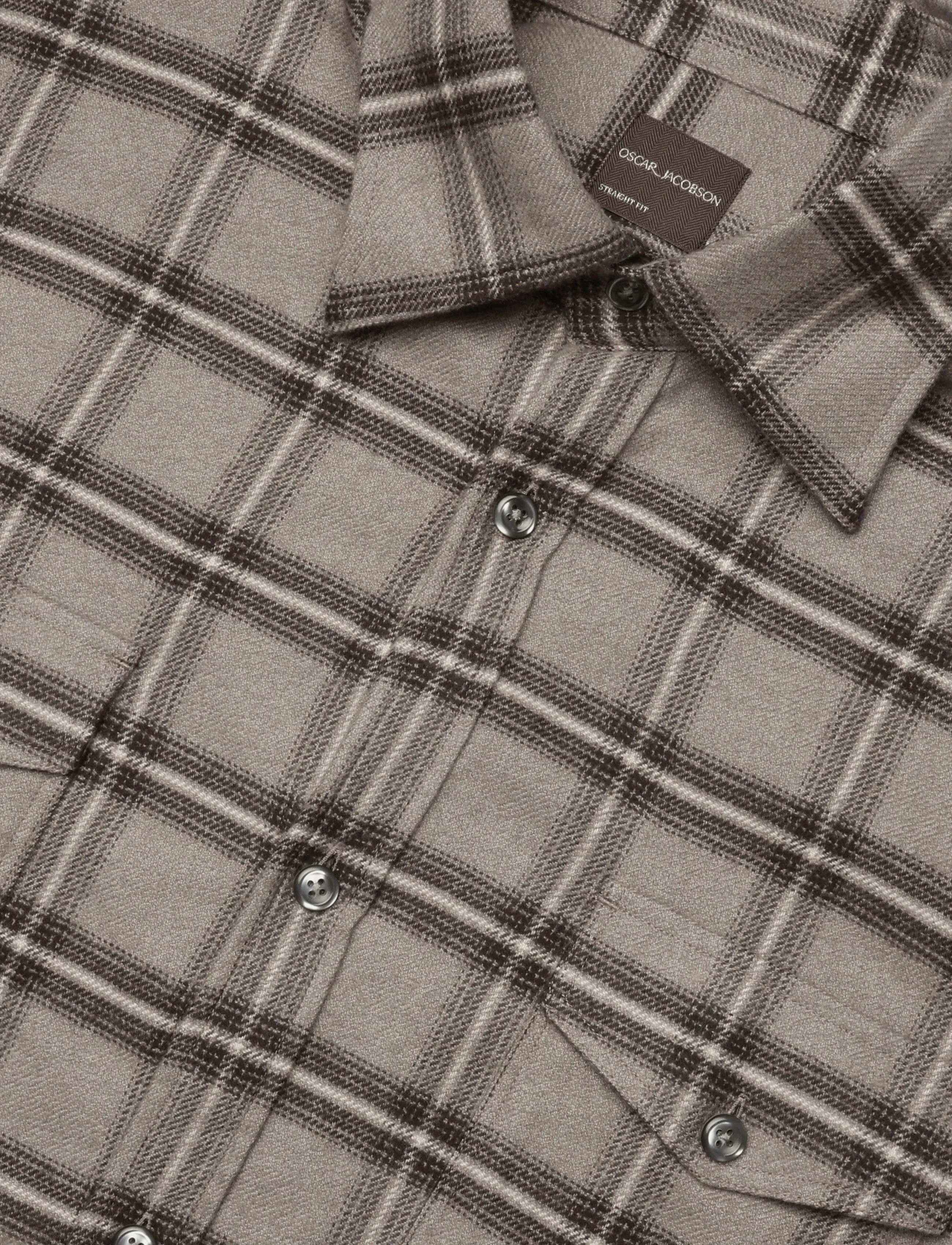 Oscar Jacobson - Straight Fit Spread Flannel Check - flannel-skjorter - nubuck beige - 2