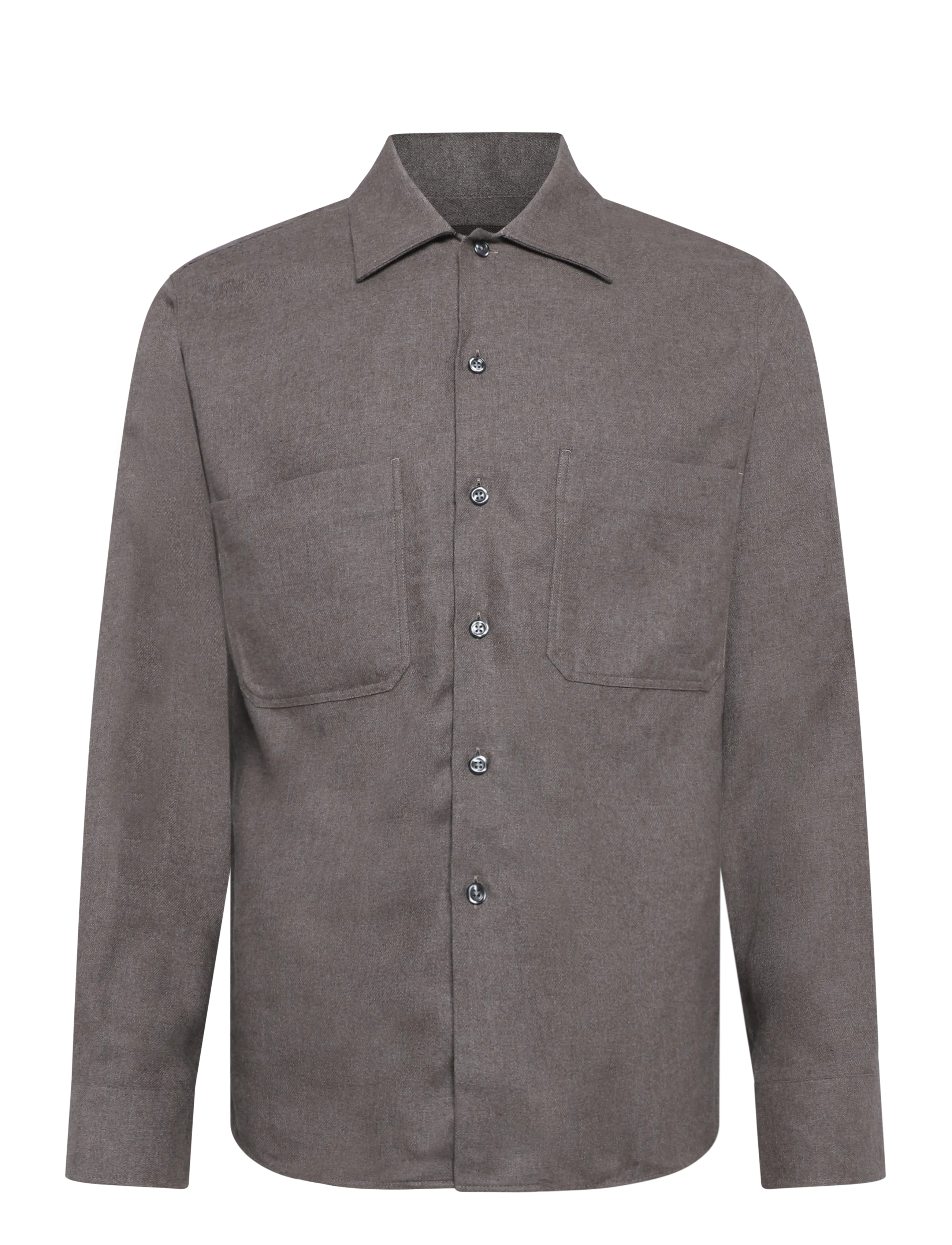 Oscar Jacobson Straight Fit Cuban Winter Twill Shirt - Skjorter - COFFE BROWN / brown