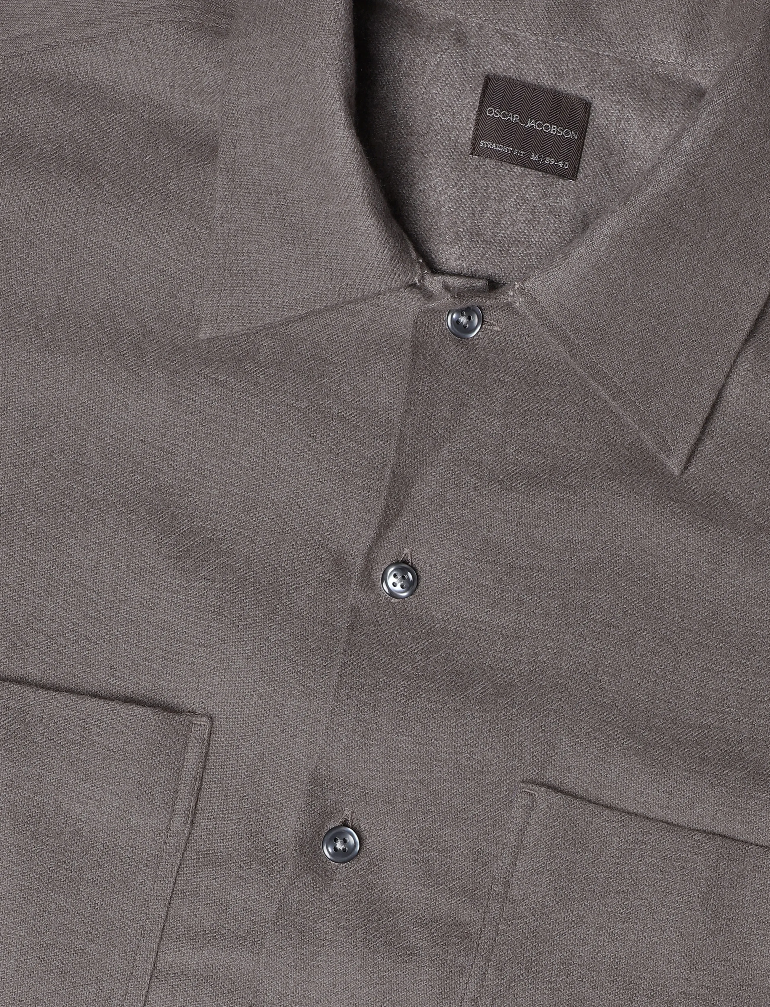 Oscar Jacobson - Straight Fit Cuban Winter Twill Shirt - flannel-skjorter - coffe brown - 2