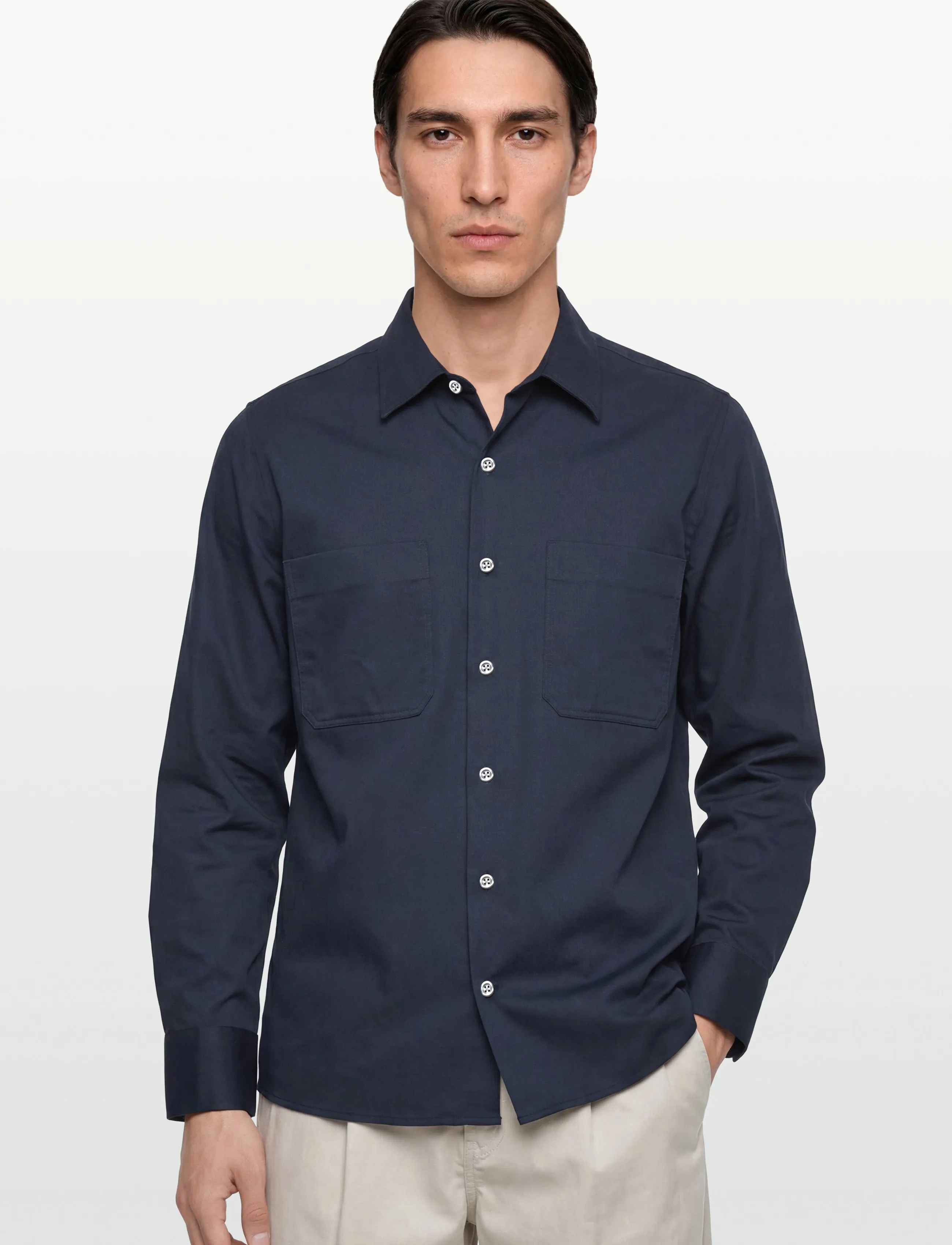 Oscar Jacobson - Straight Fit Bowling Collar Shirt - basic skjorter - navy sea - 3