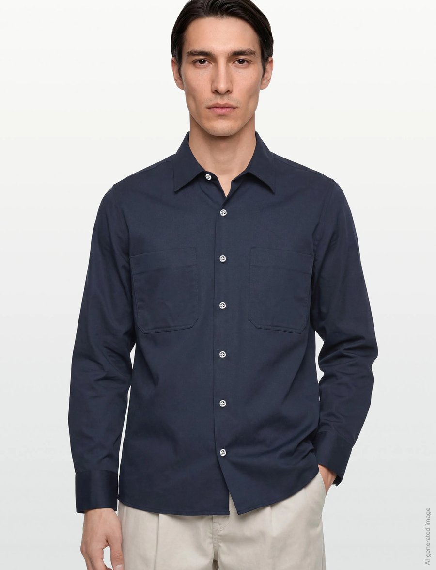 Oscar Jacobson - Straight Fit Bowling Collar Shirt - basic skjorter - navy sea - 3