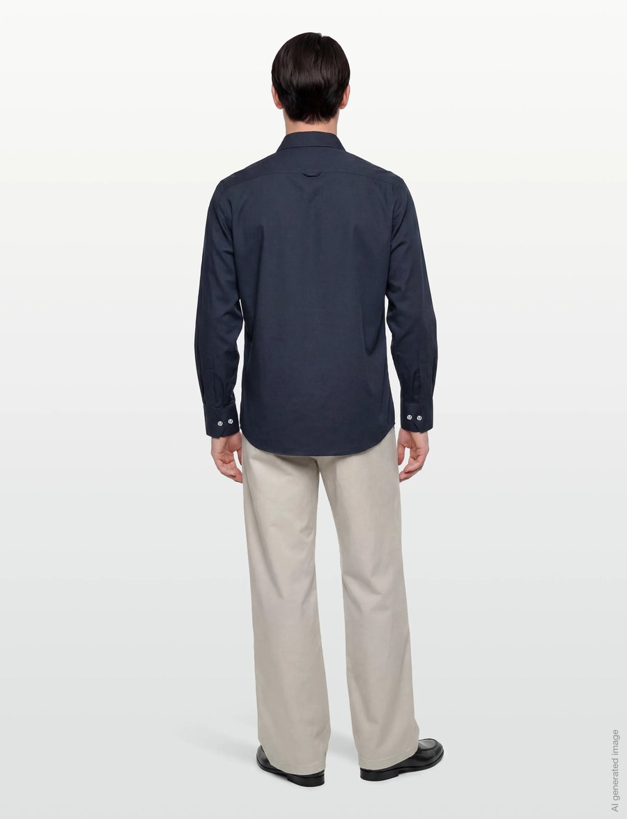 Oscar Jacobson - Straight Fit Bowling Collar Shirt - basic skjorter - navy sea - 4