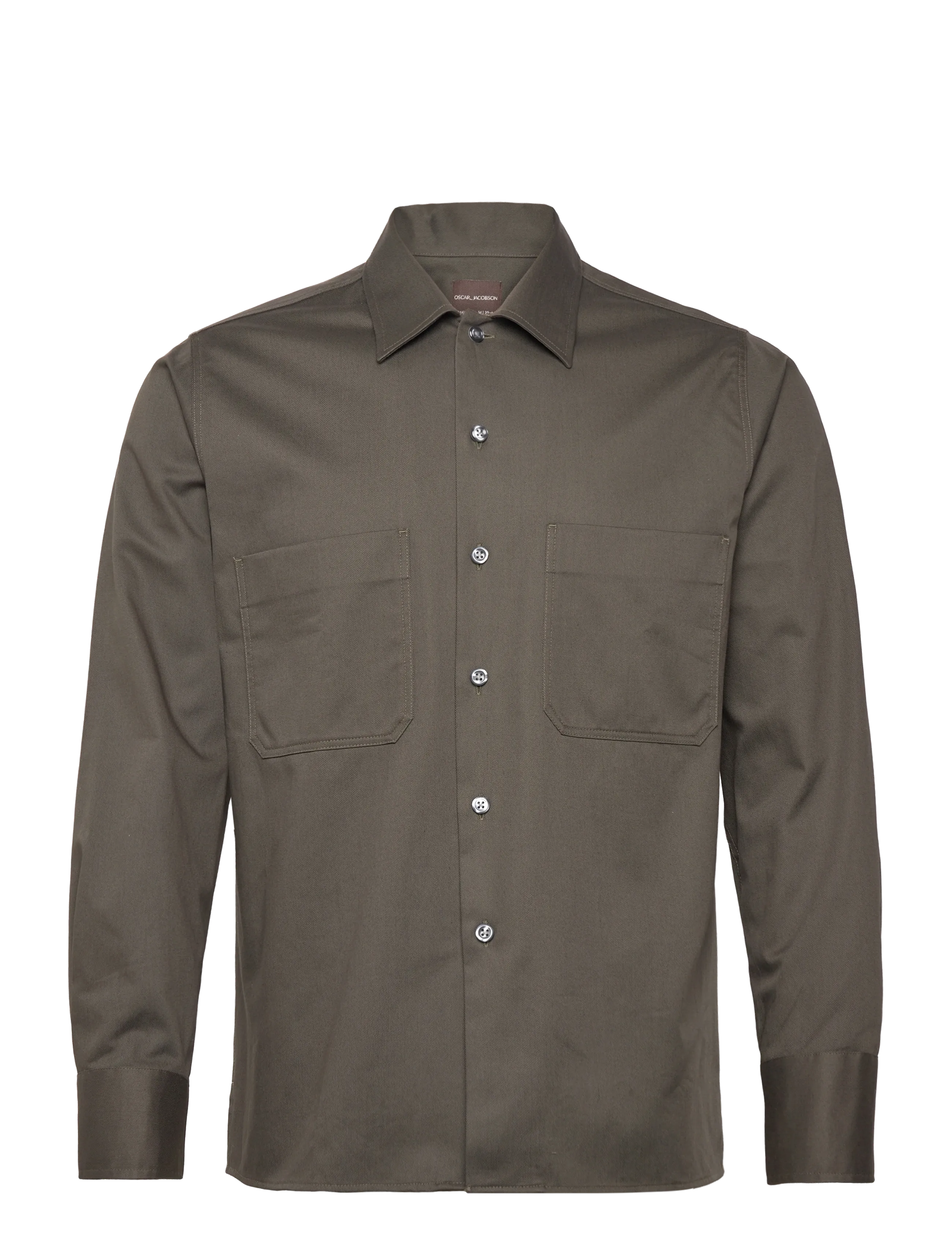 Oscar Jacobson Straight Fit Bowling Collar Shirt - Skjorter - NETTLE GREEN / khaki/green