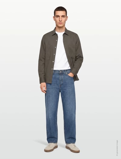 Oscar Jacobson Straight Fit Bowling Collar Shirt - Shirts - NETTLE GREEN / khaki/green