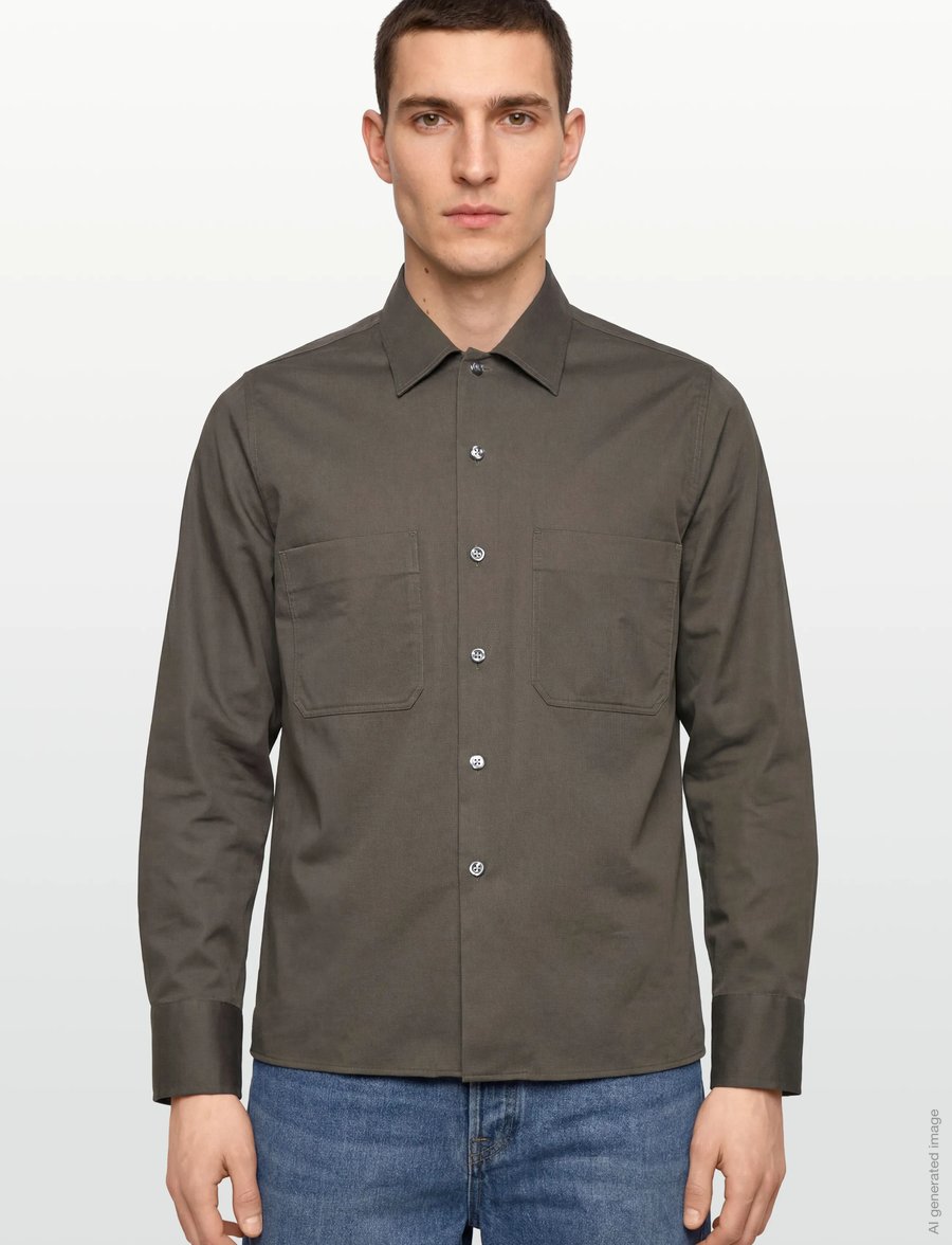 Oscar Jacobson - Straight Fit Bowling Collar Shirt - basic skjorter - nettle green - 3