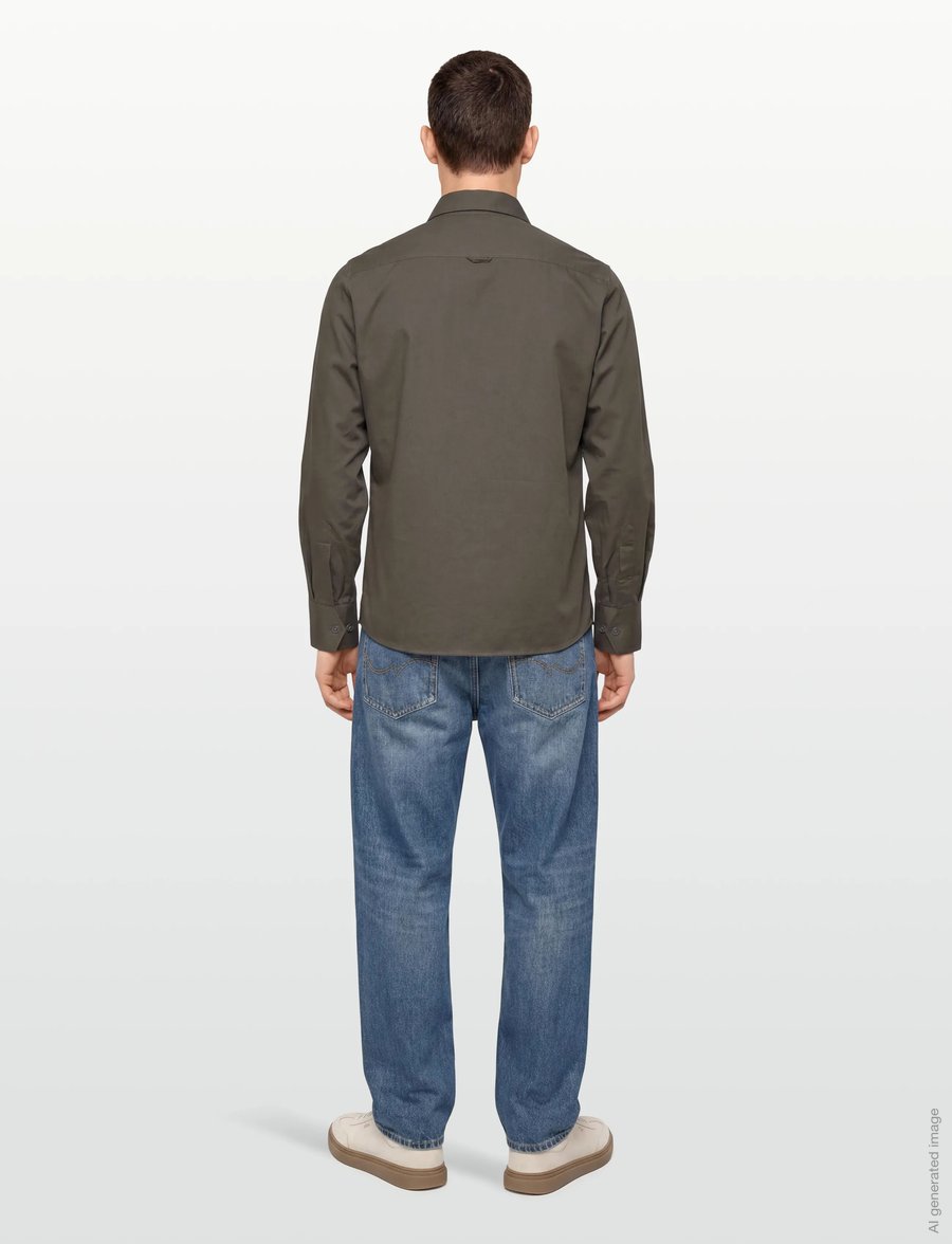 Oscar Jacobson - Straight Fit Bowling Collar Shirt - basic skjorter - nettle green - 4