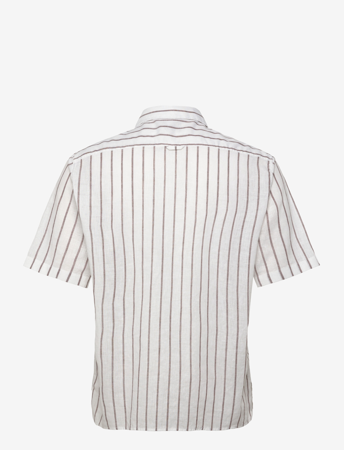 Oscar Jacobson - Reg Fit City SS Striped Shirt - tavalised t-särgid - terra brown - 1