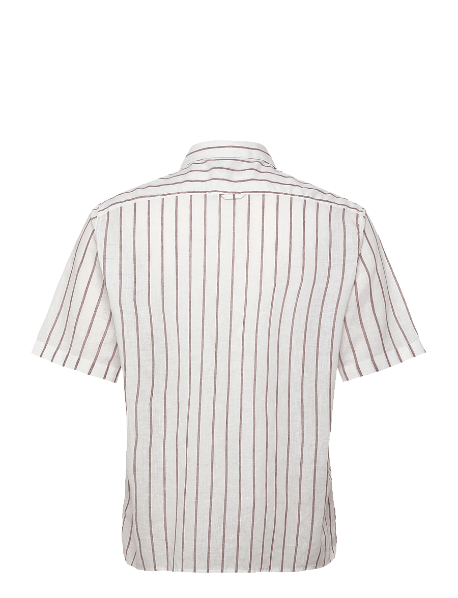 Oscar Jacobson - Reg Fit City SS Striped Shirt - basic-hemden - terra brown - 2