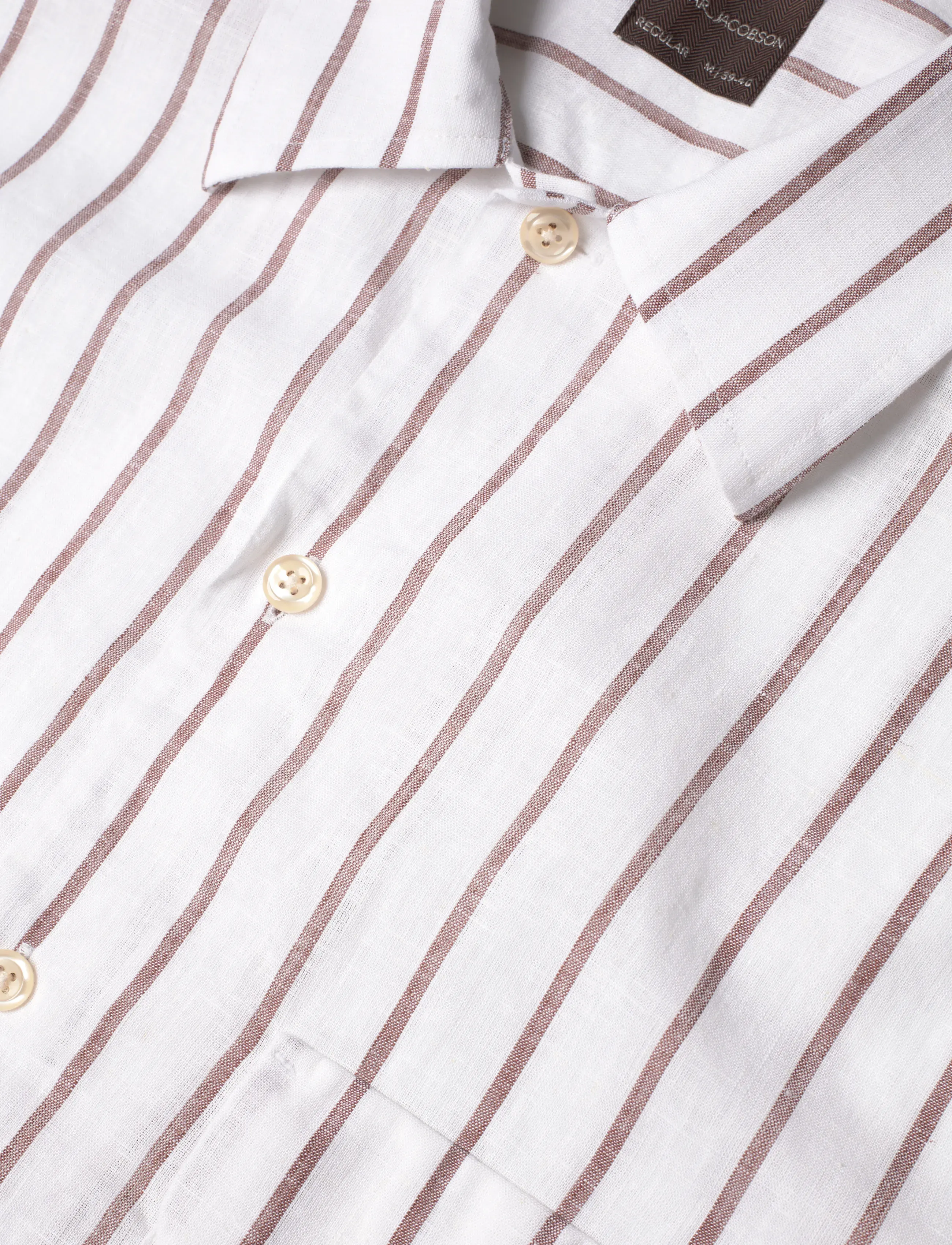 Oscar Jacobson - Reg Fit City SS Striped Shirt - basic-hemden - terra brown - 3