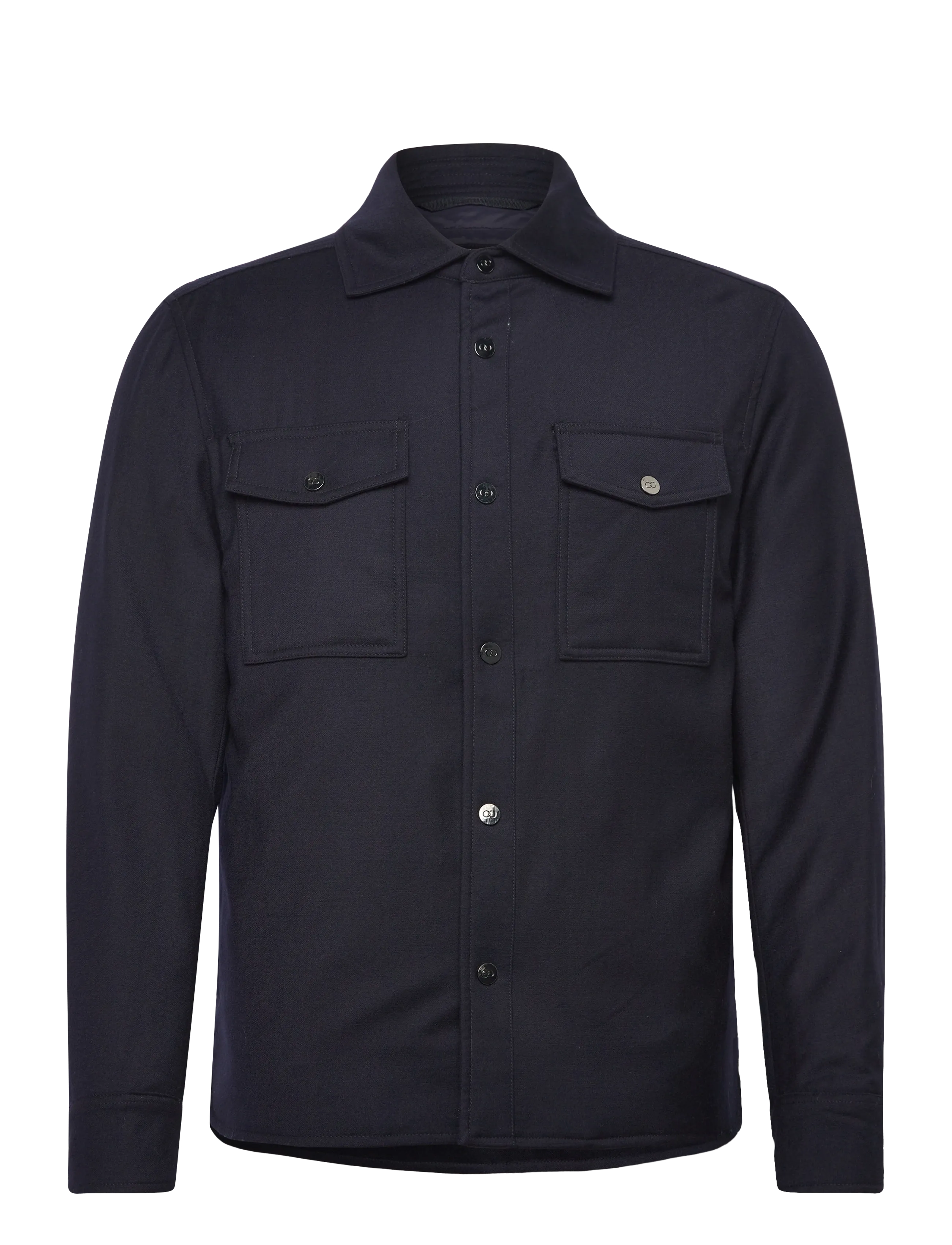 Oscar Jacobson Flannel Shirt Jacket, 54, Navy, Jackets > Hybrid Jackets, Herre