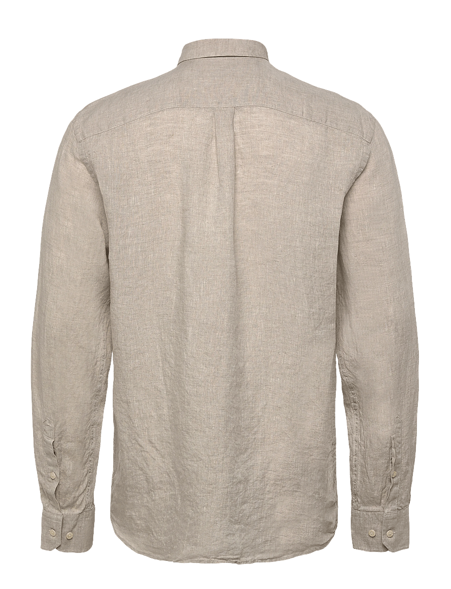 Oscar Jacobson - Reg Fit Cut Away Linen Shirt - basic skjorter - almond beige - 2