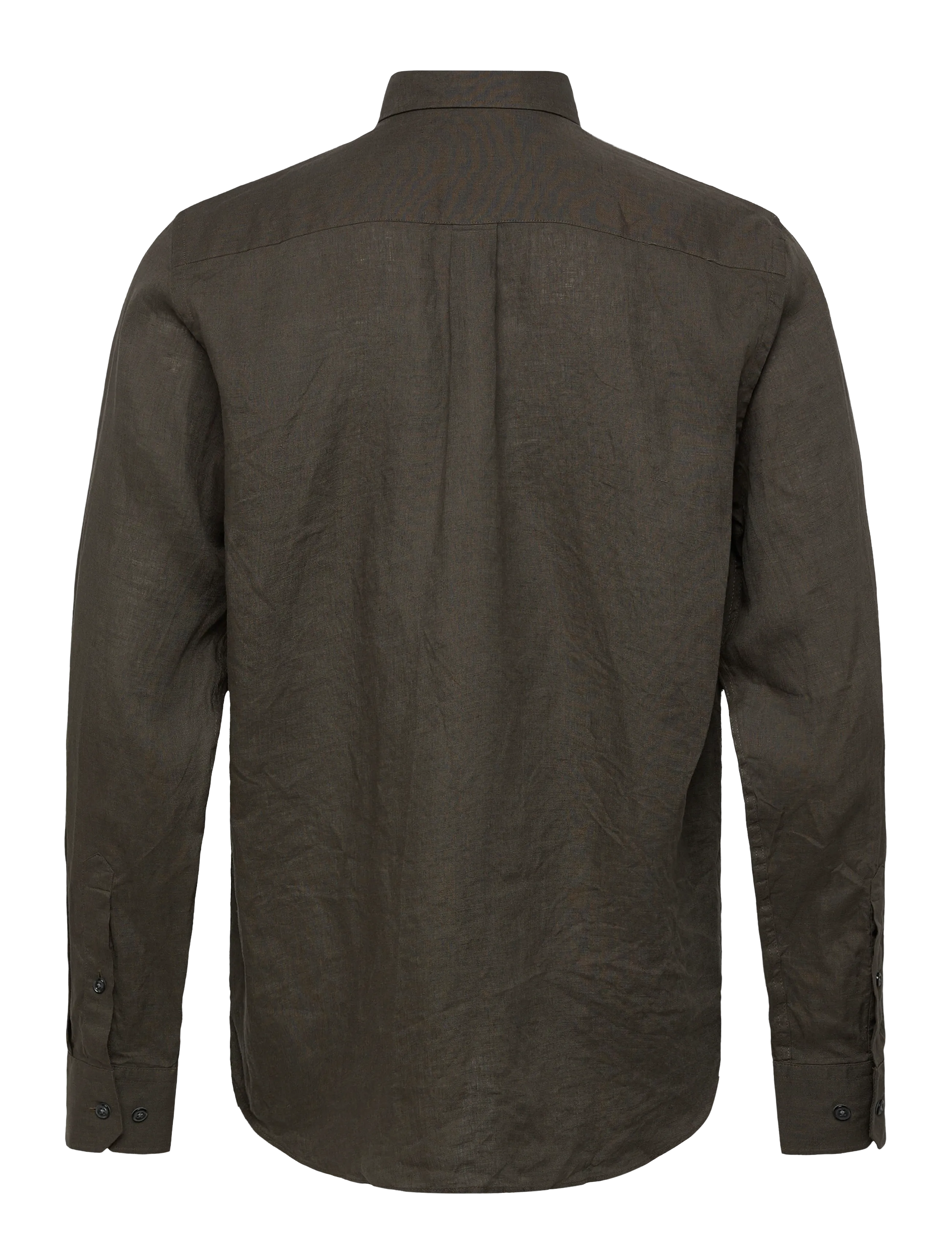 Oscar Jacobson - Reg Fit Cut Away Linen Shirt - basic skjorter - army green - 2