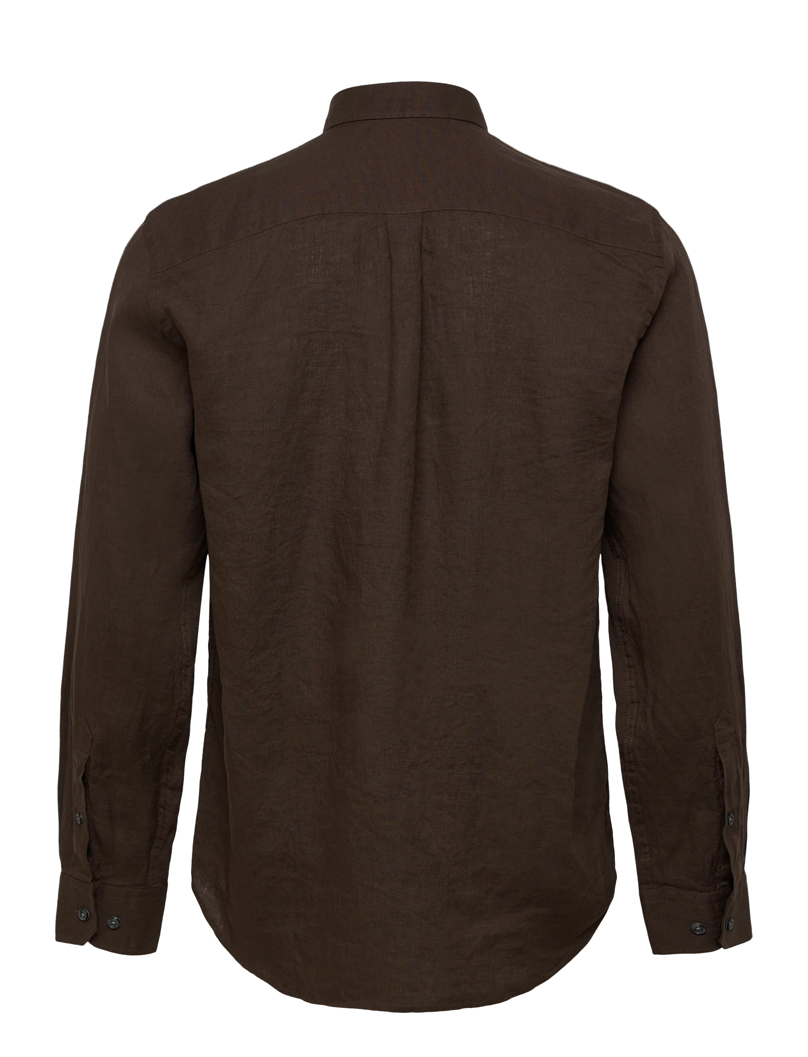 Oscar Jacobson - Reg Fit Cut Away Linen Shirt - basic skjorter - brown elk - 2