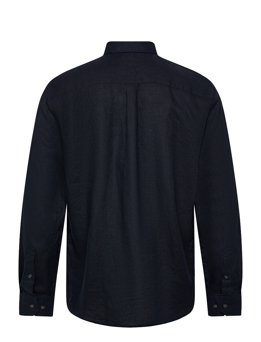 Oscar Jacobson - Reg Fit Cut Away Linen Shirt - basic overhemden - navy - 1
